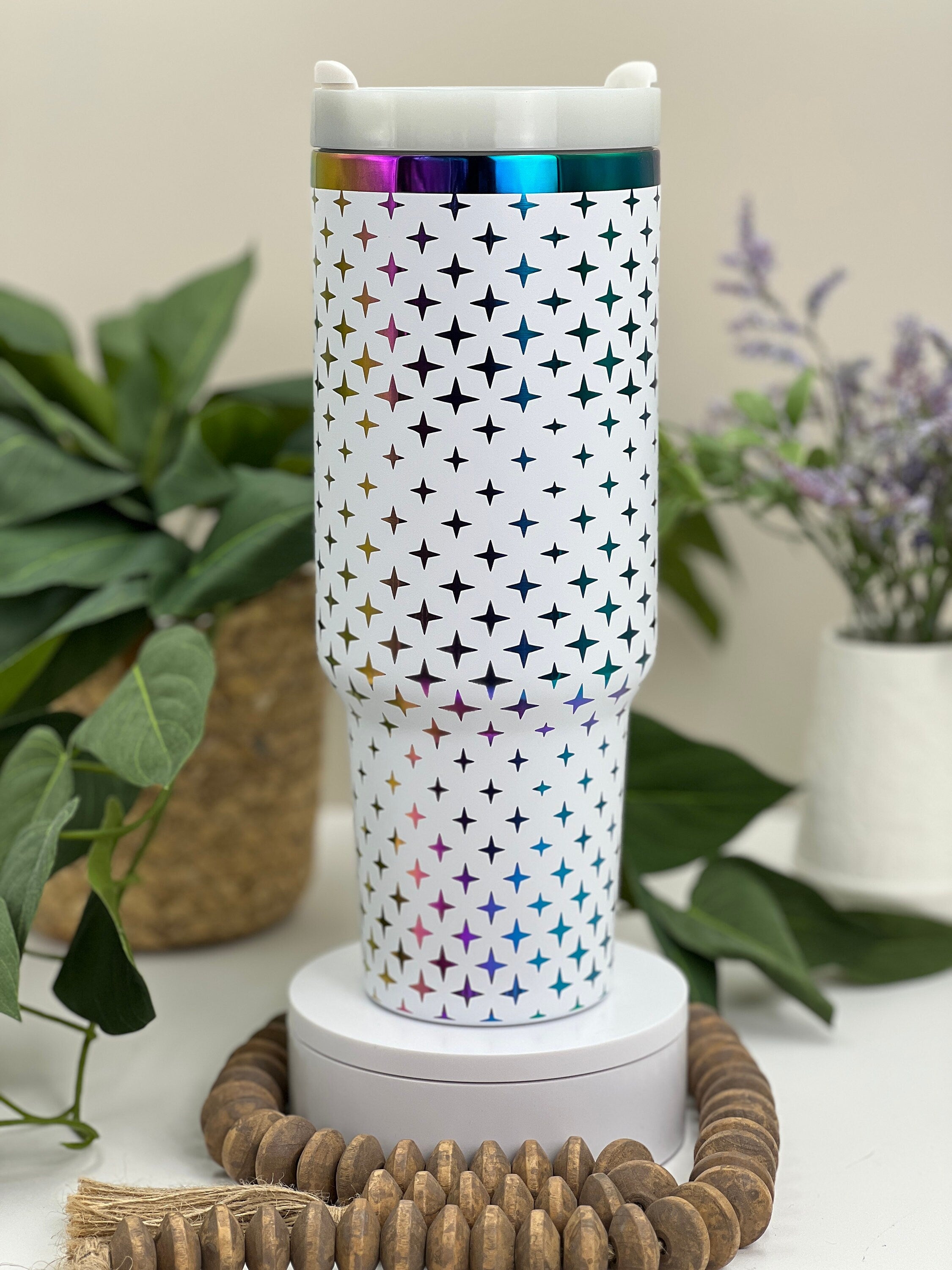 Stars Pattern Tumbler Wrap SVG | 40oz Laser Engraving File | Rotary Ready Digital Background SVG