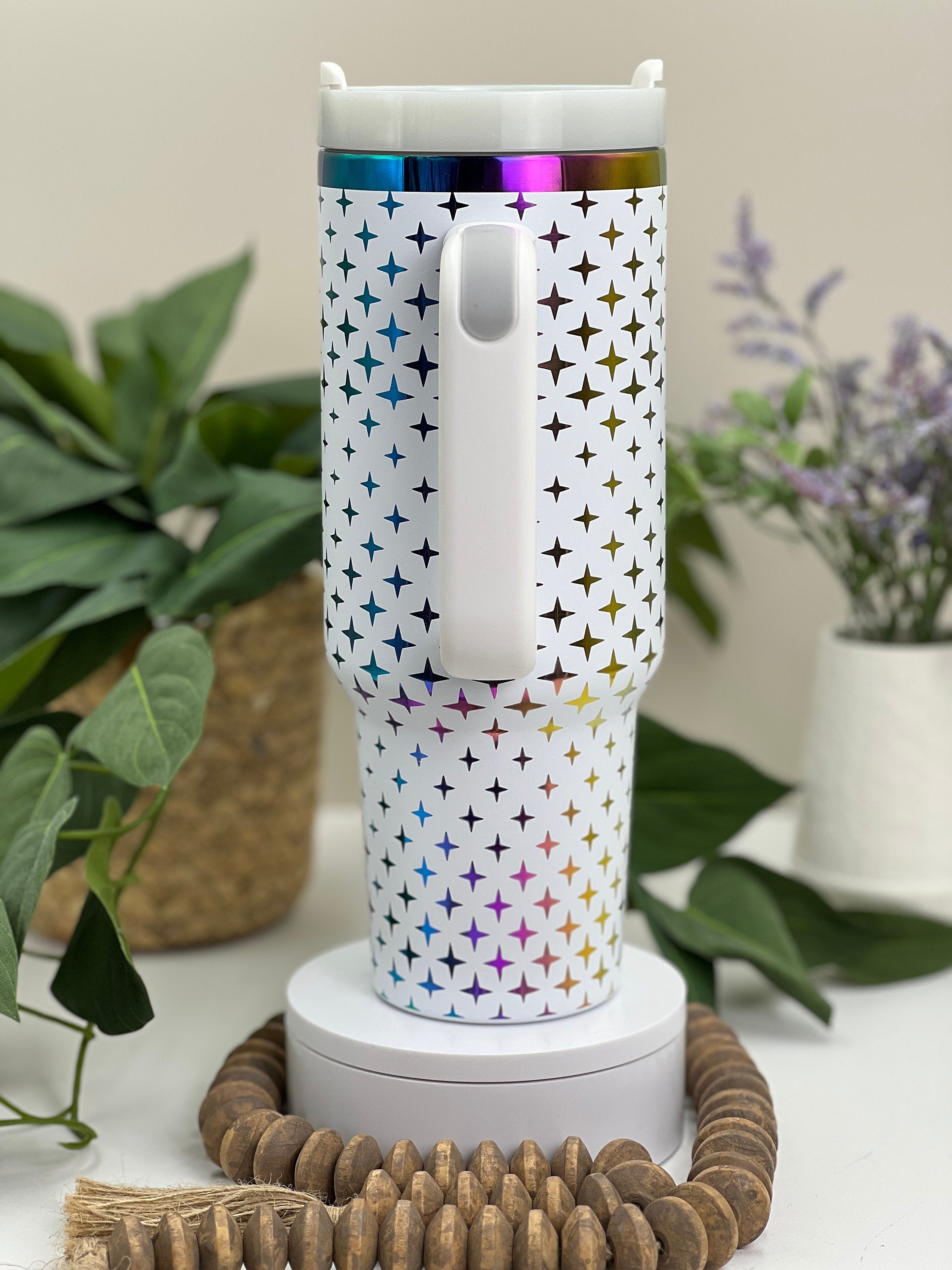 Stars Pattern Tumbler Wrap SVG | 40oz Laser Engraving File | Rotary Ready Digital Background SVG