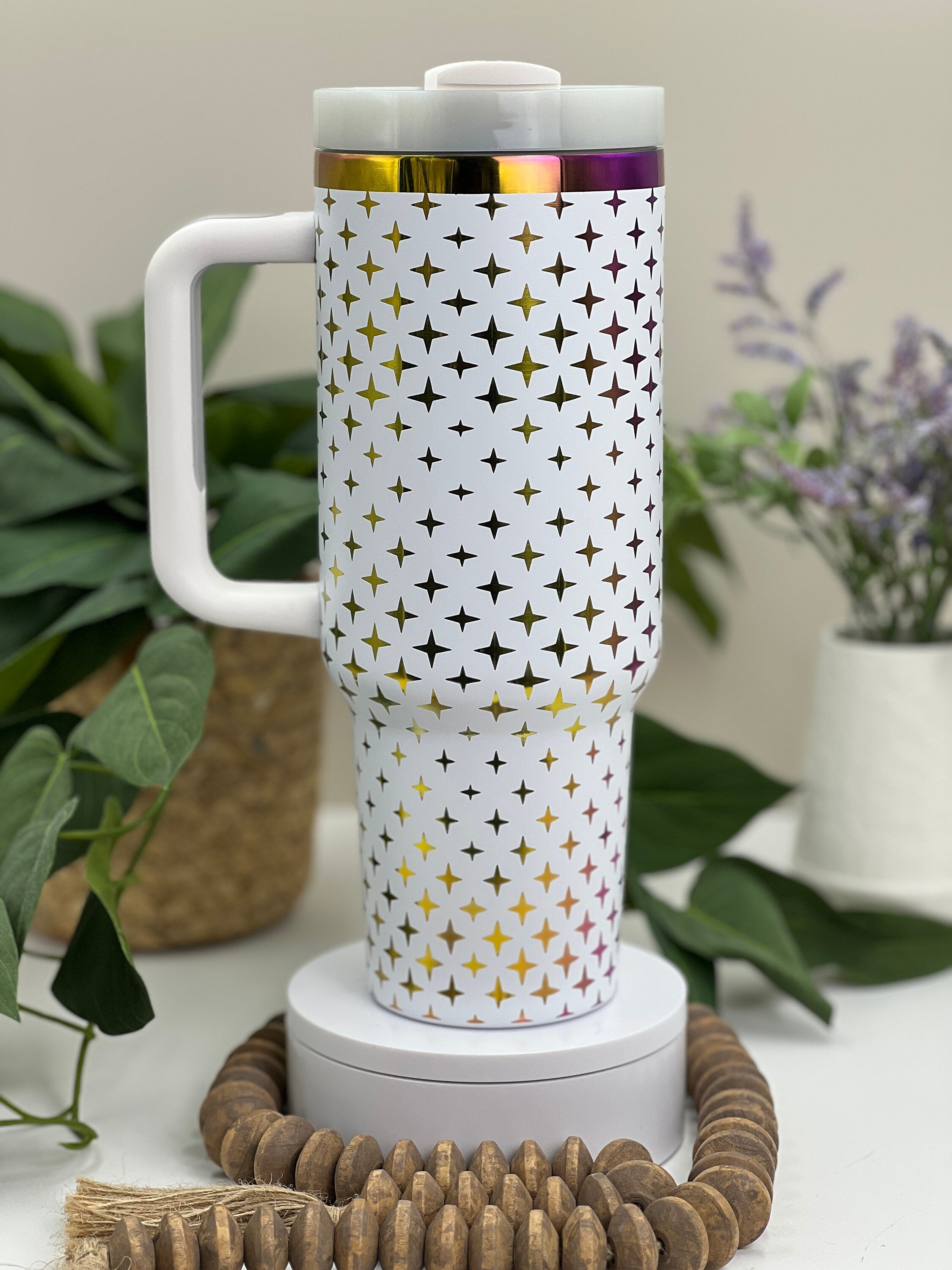 Stars Pattern Tumbler Wrap SVG | 40oz Laser Engraving File | Rotary Ready Digital Background SVG