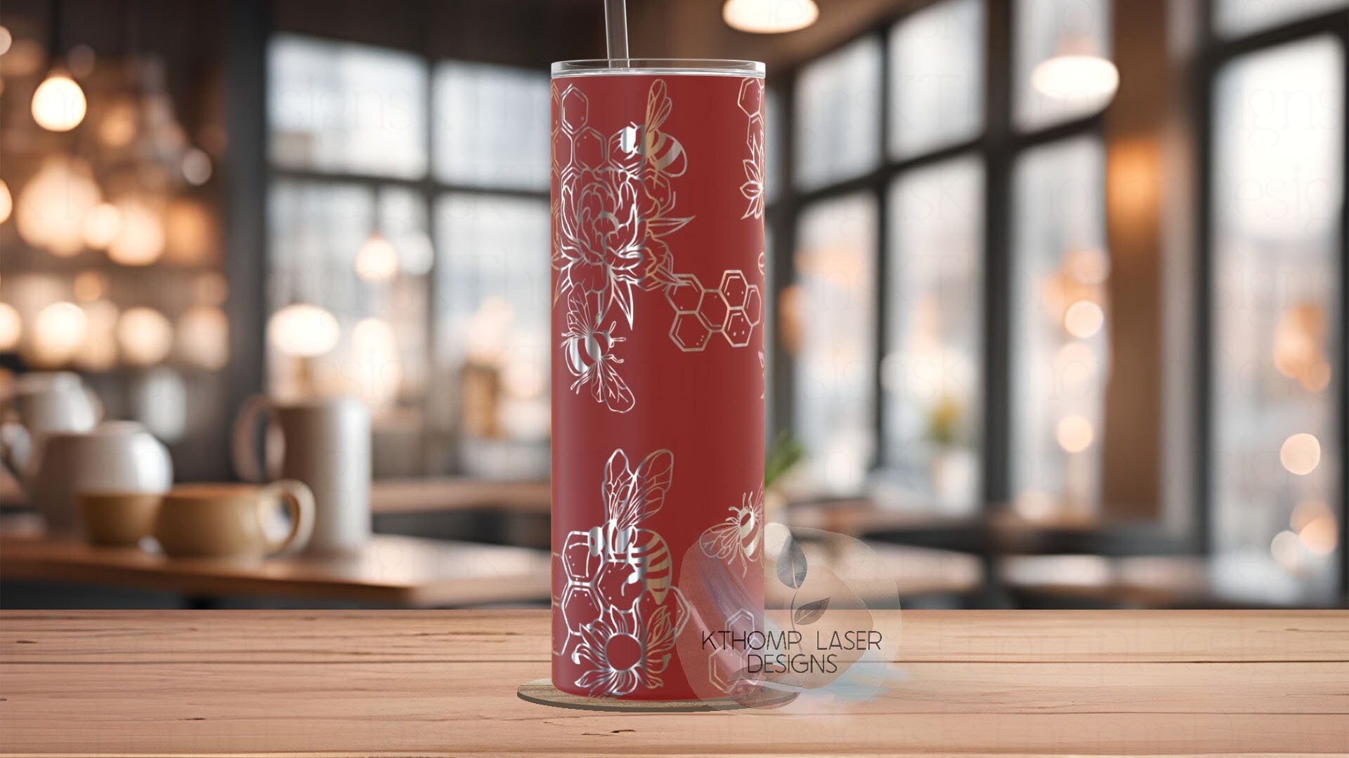 Honey Bees Tumbler Wraps SVG | 20oz Skinny Laser Engraving File | Rotary Ready Digital Design | Exotic Animal SVG