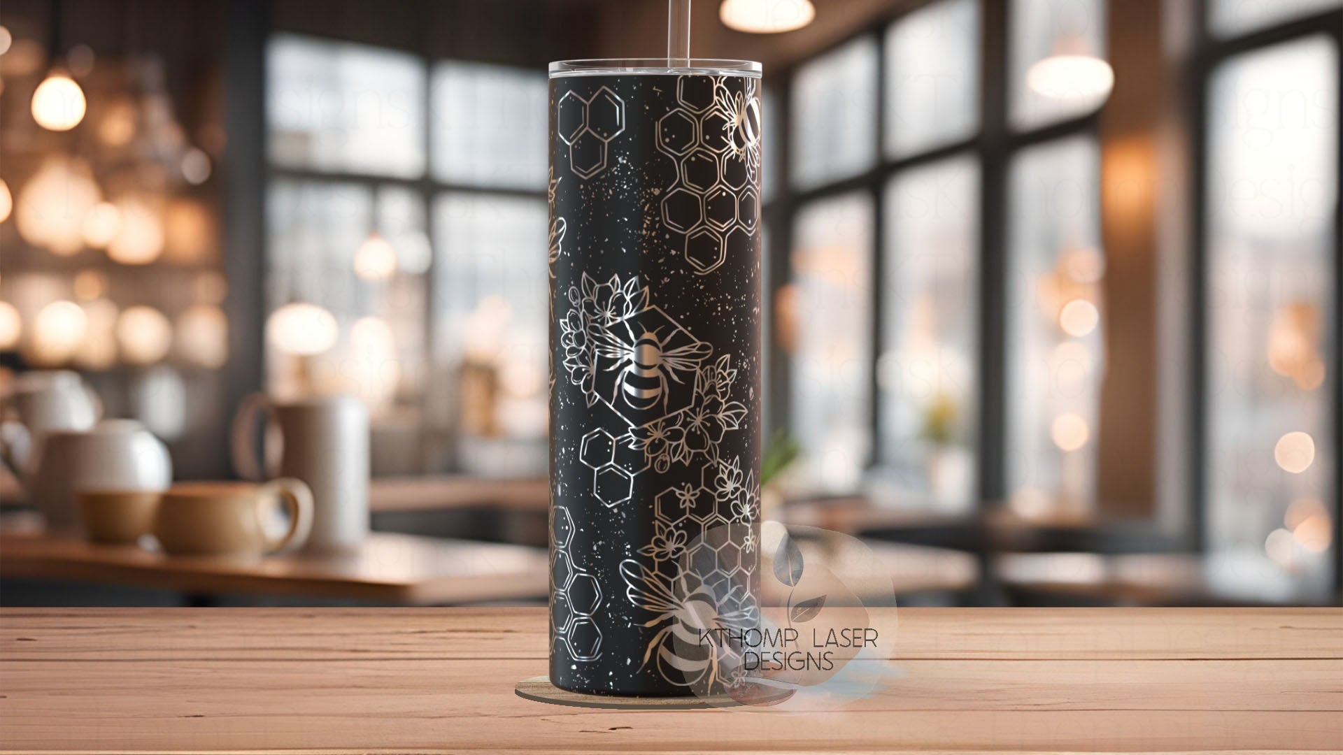Honey Bees Tumbler Wraps SVG | 20oz Skinny Laser Engraving File | Rotary Ready Digital Design | Exotic Animal SVG