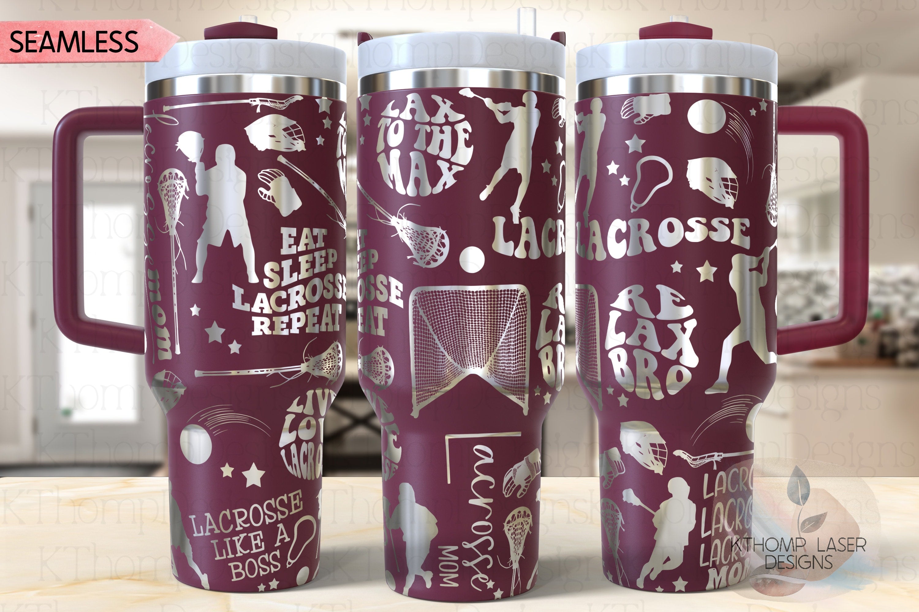 Lacrosse Mom LAX Mom Tumbler Wrap SVG | 40oz Laser Engraving File | Rotary Ready Digital Design | Mom Life SVG