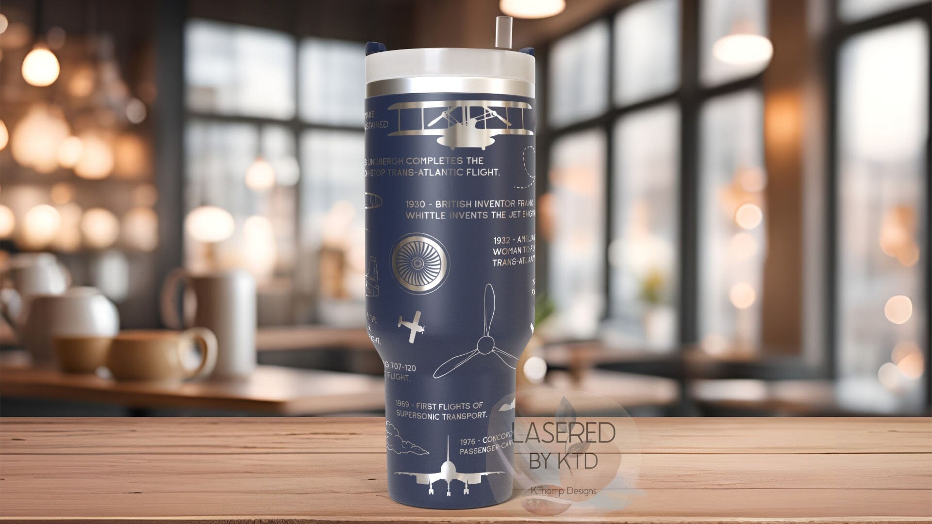Aviation History Airplane Tumbler Wrap SVG | 40oz Laser Engraving File | Rotary Ready Digital Design | Career Gift SVG