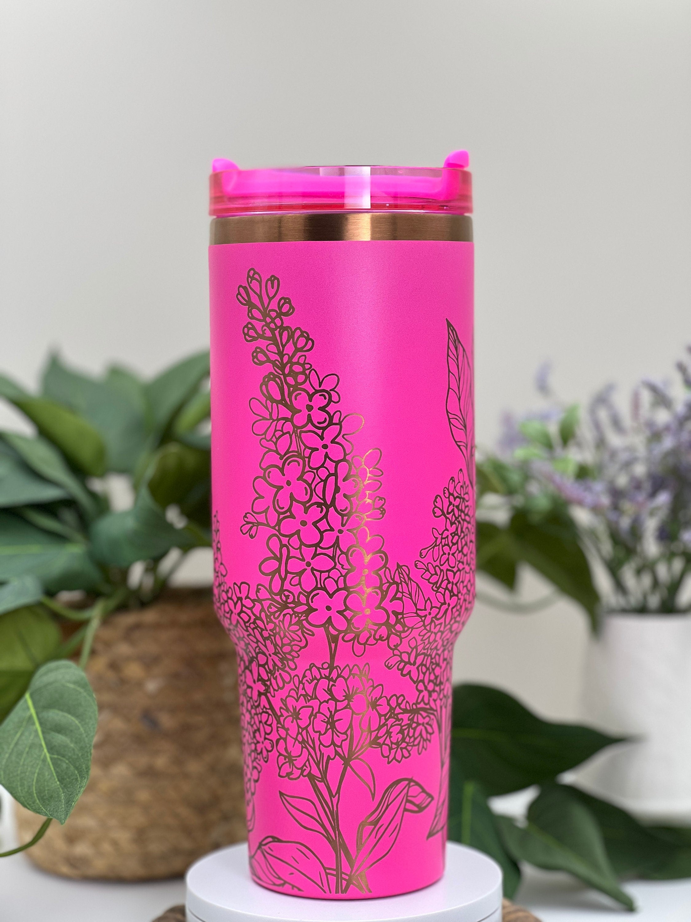 Lilacs Full Floral Tumbler Wrap SVG | 40oz Laser Engraving File | Rotary Engrave Digital Design | Floral SVG Design