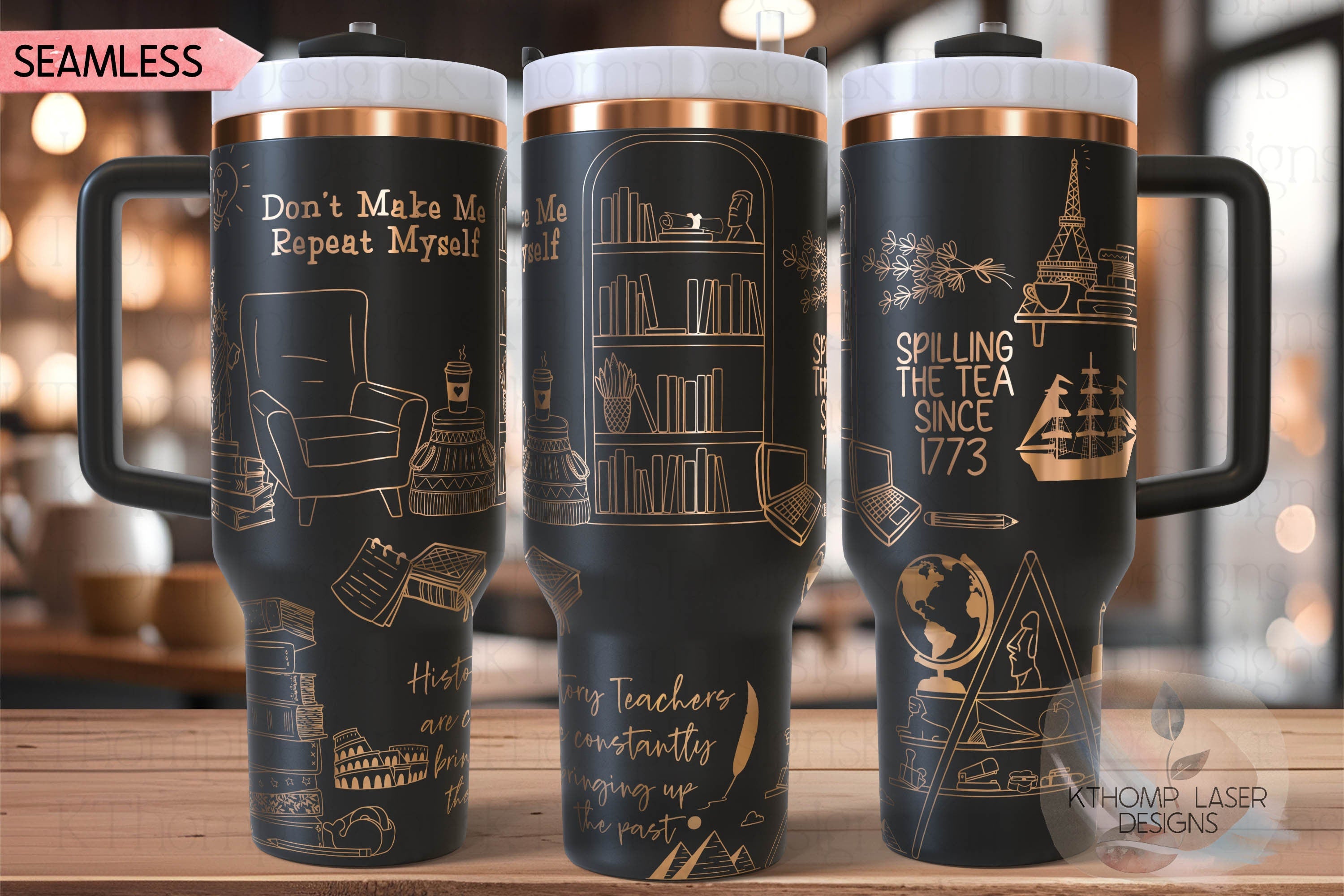 History Teacher Tumbler Wrap SVG | 40oz Laser Engraving File | Rotary Ready Digital Design | Career Gift SVG