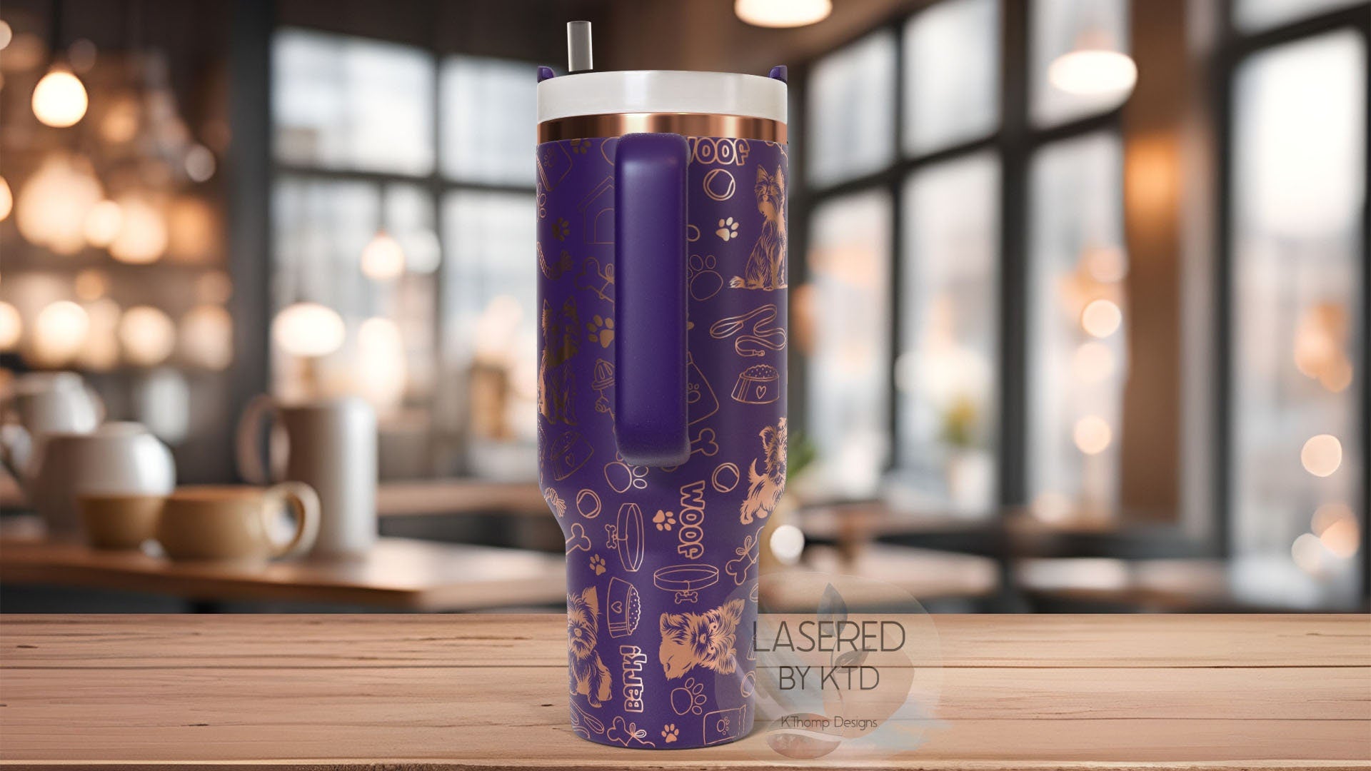 Yorkshire Terrier Tumbler Wrap SVG | 40oz Laser Engraving File | Rotary Engrave Digital Design | Dog Lover Gift