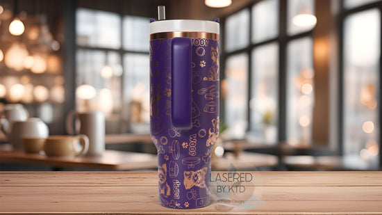 Yorkshire Terrier Tumbler Wrap SVG | 40oz Laser Engraving File | Rotary Engrave Digital Design | Dog Lover Gift