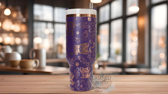 Yorkshire Terrier Tumbler Wrap SVG | 40oz Laser Engraving File | Rotary Engrave Digital Design | Dog Lover Gift