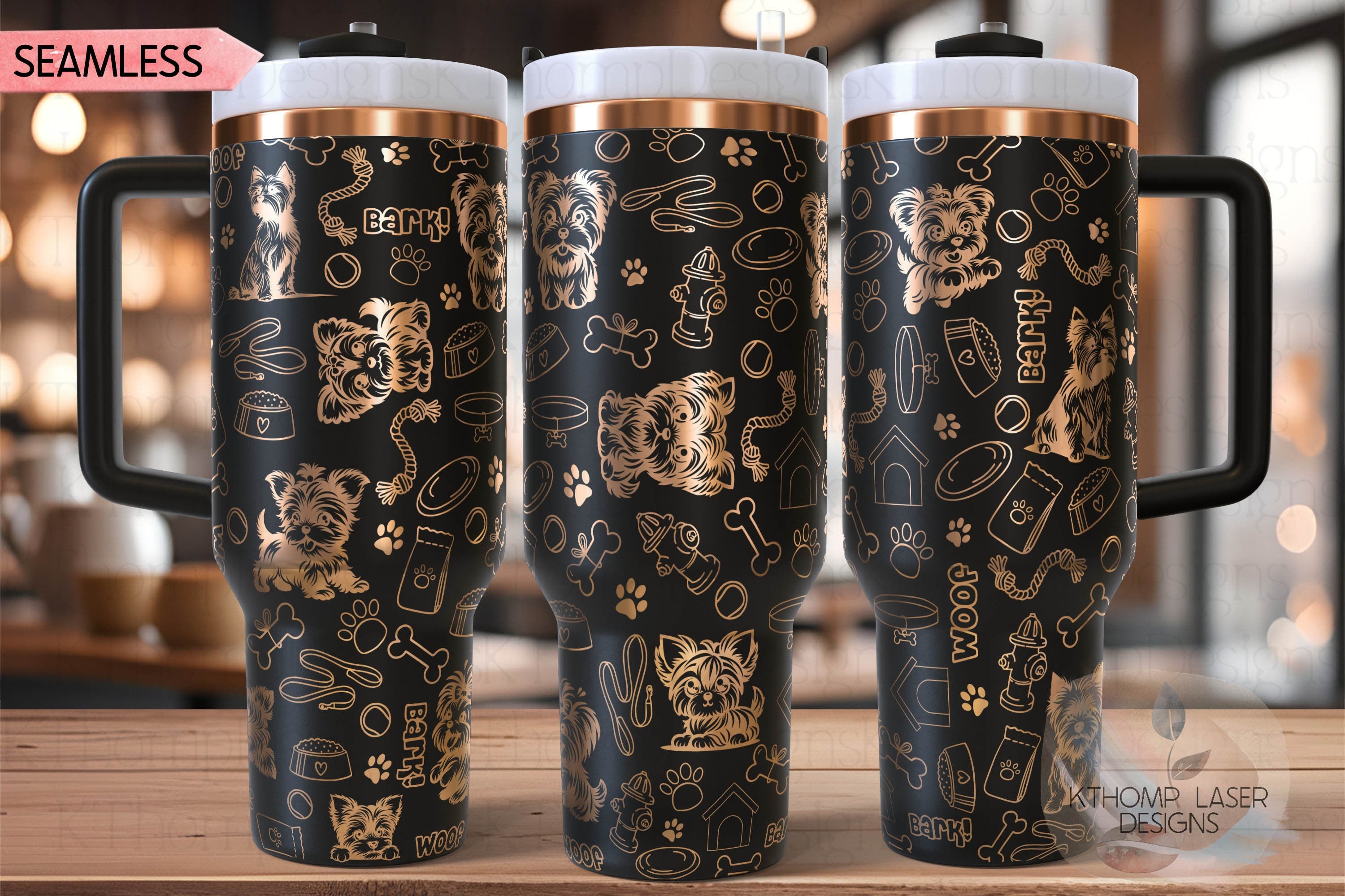 Yorkshire Terrier Tumbler Wrap SVG | 40oz Laser Engraving File | Rotary Engrave Digital Design | Dog Lover Gift
