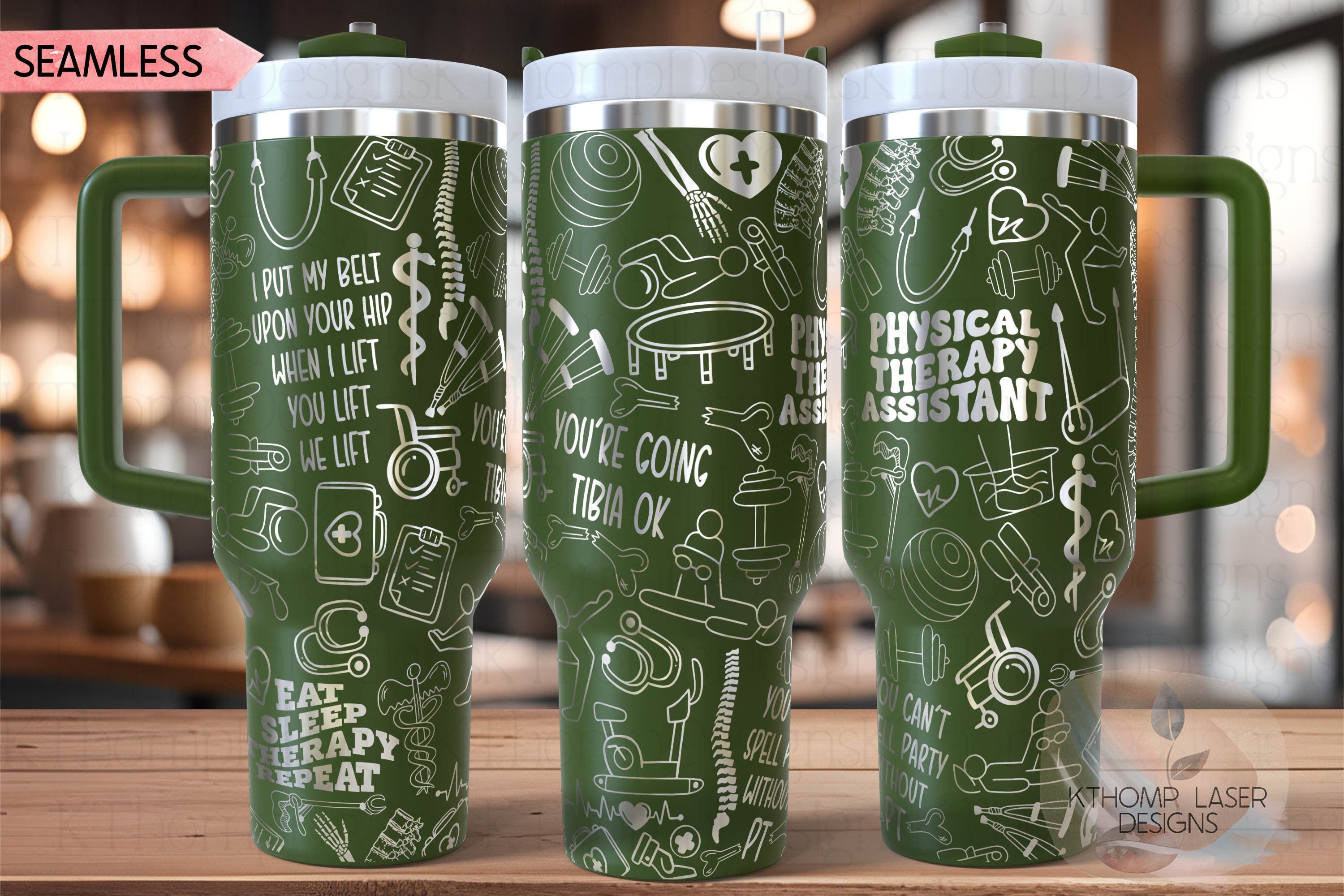 Physical Therapy Assistant Tumbler Wrap SVG | 40oz Laser Engraving File | Rotary Ready Digital Design | Career Gift SVG