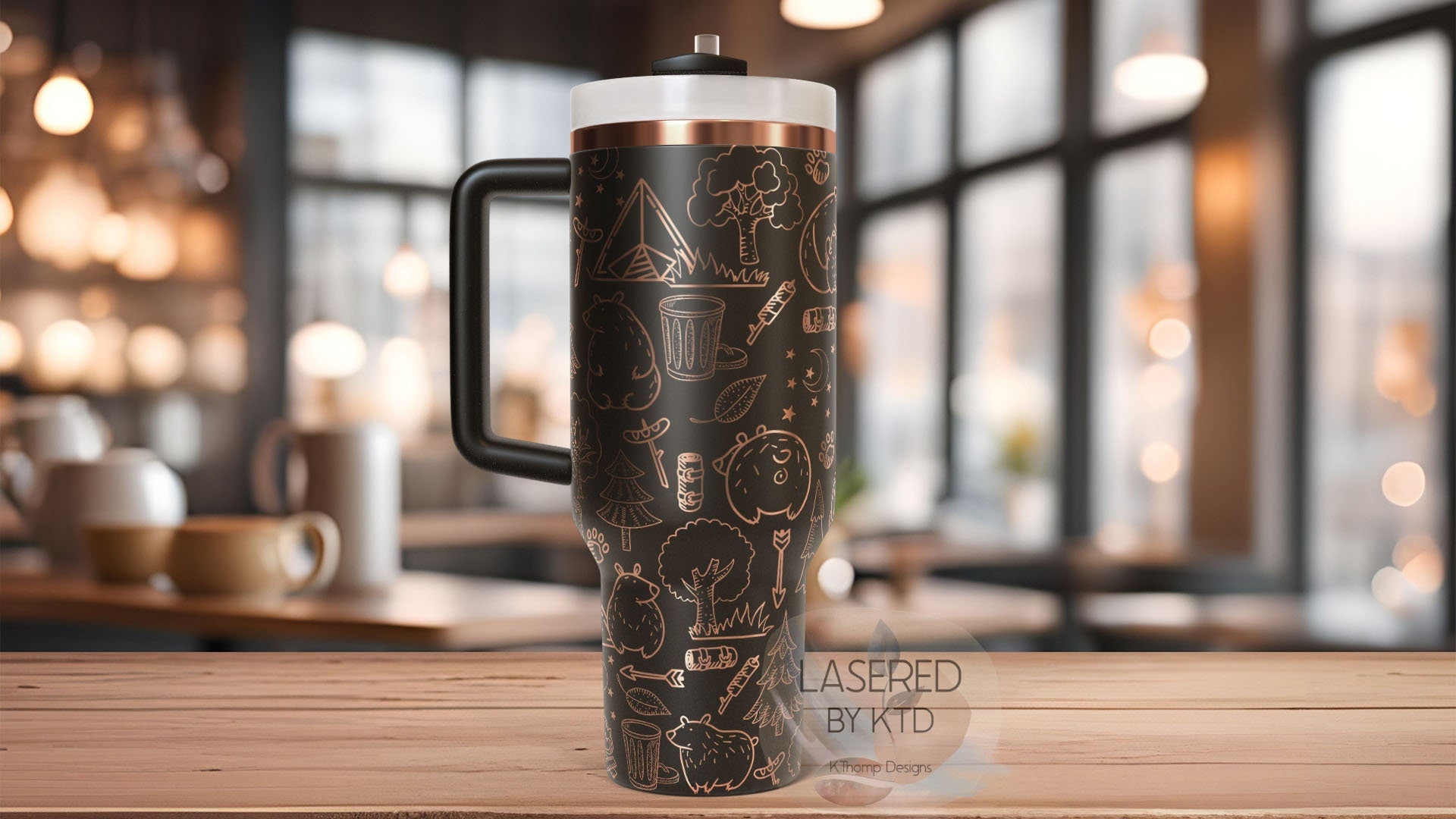 Cute Bears Camping Tumbler Wrap SVG | 40oz Laser Engraving File | Rotary Ready Digital Design | Exotic Animal SVG