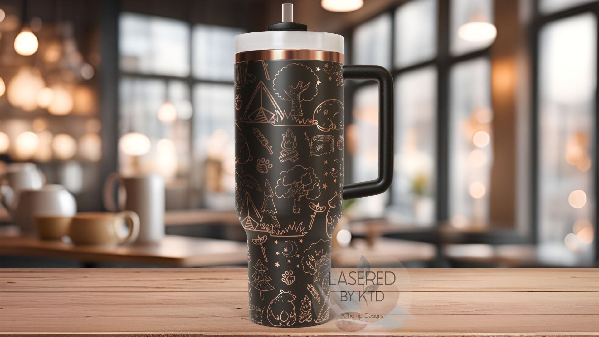 Cute Bears Camping Tumbler Wrap SVG | 40oz Laser Engraving File | Rotary Ready Digital Design | Exotic Animal SVG