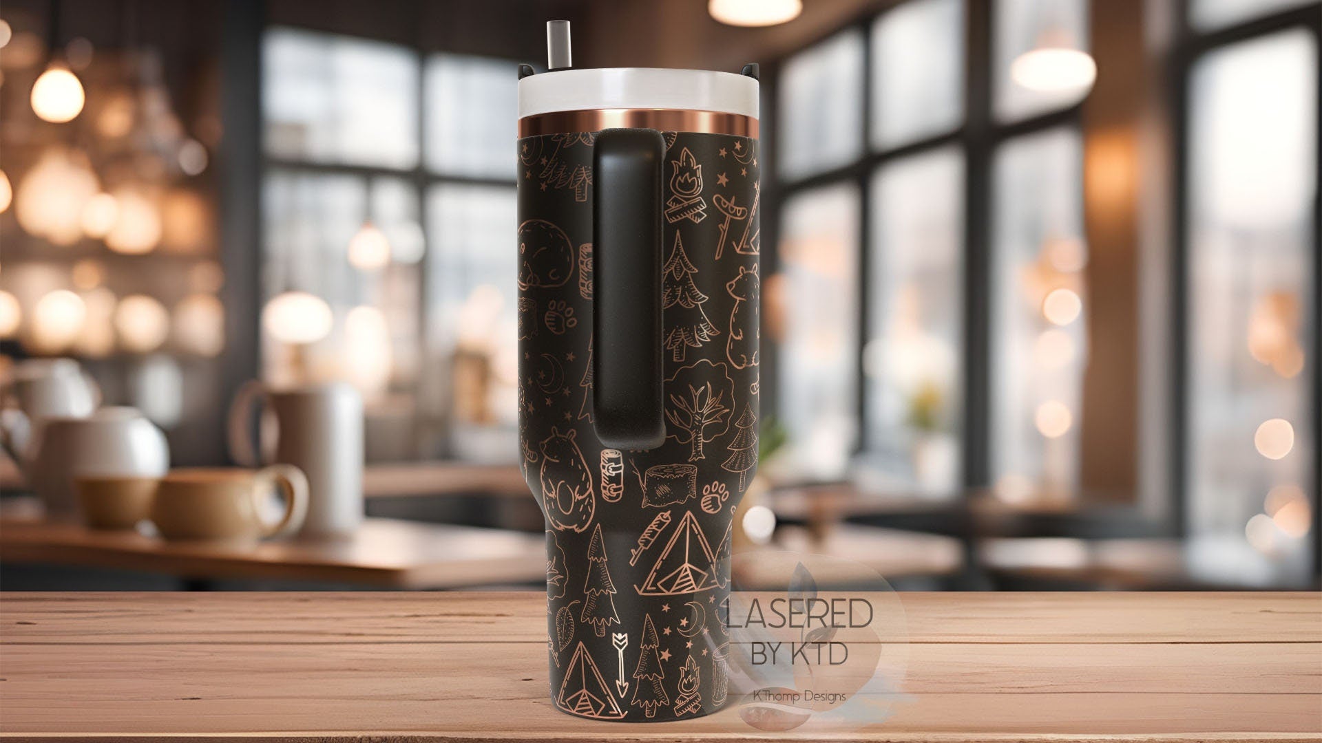 Cute Bears Camping Tumbler Wrap SVG | 40oz Laser Engraving File | Rotary Ready Digital Design | Exotic Animal SVG