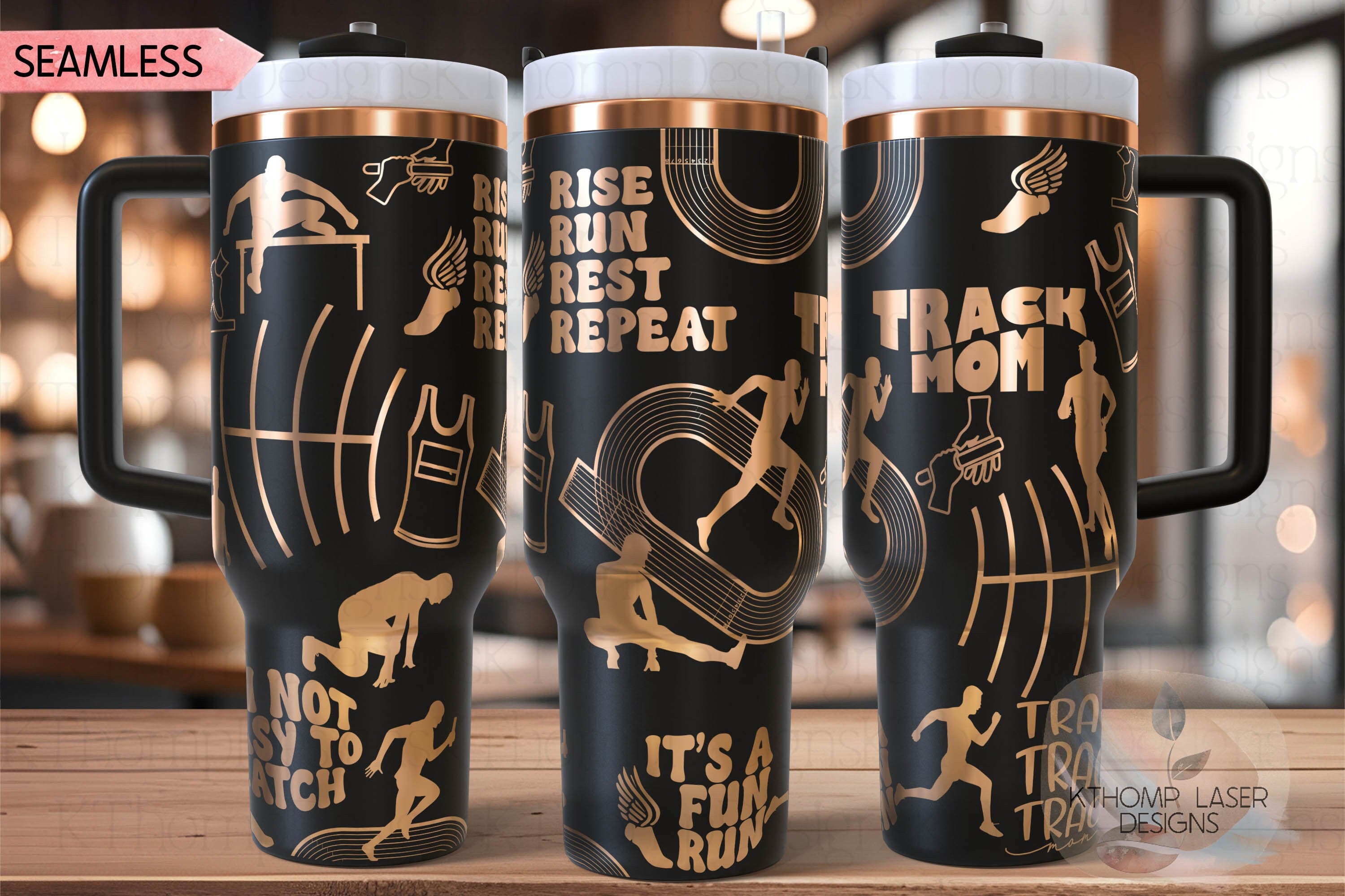 Track Mom Running Runner Tumbler Wrap SVG | 40oz Laser Engraving File | Rotary Ready Digital Design | Mom Life SVG