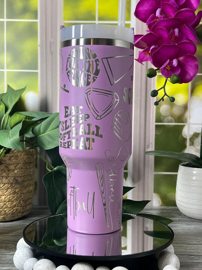 Softball Sports Tumbler Wrap SVG | 40oz Laser Engraving File | Rotary Ready Digital Design | Sports Fan SVG