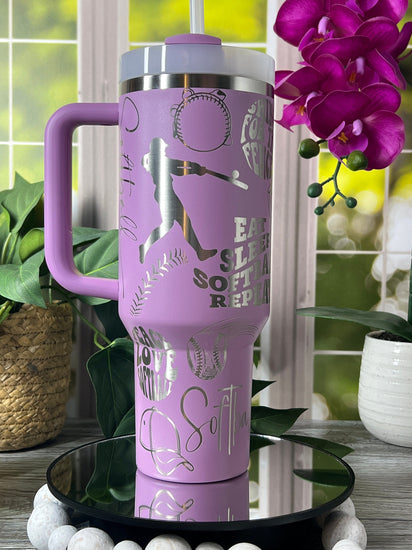 Softball Sports Tumbler Wrap SVG | 40oz Laser Engraving File | Rotary Ready Digital Design | Sports Fan SVG