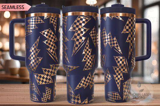 Checkered Flag Bolt Tumbler Wrap SVG | 40oz Laser Engraving File | Rotary Ready Digital Design | Career Gift SVG
