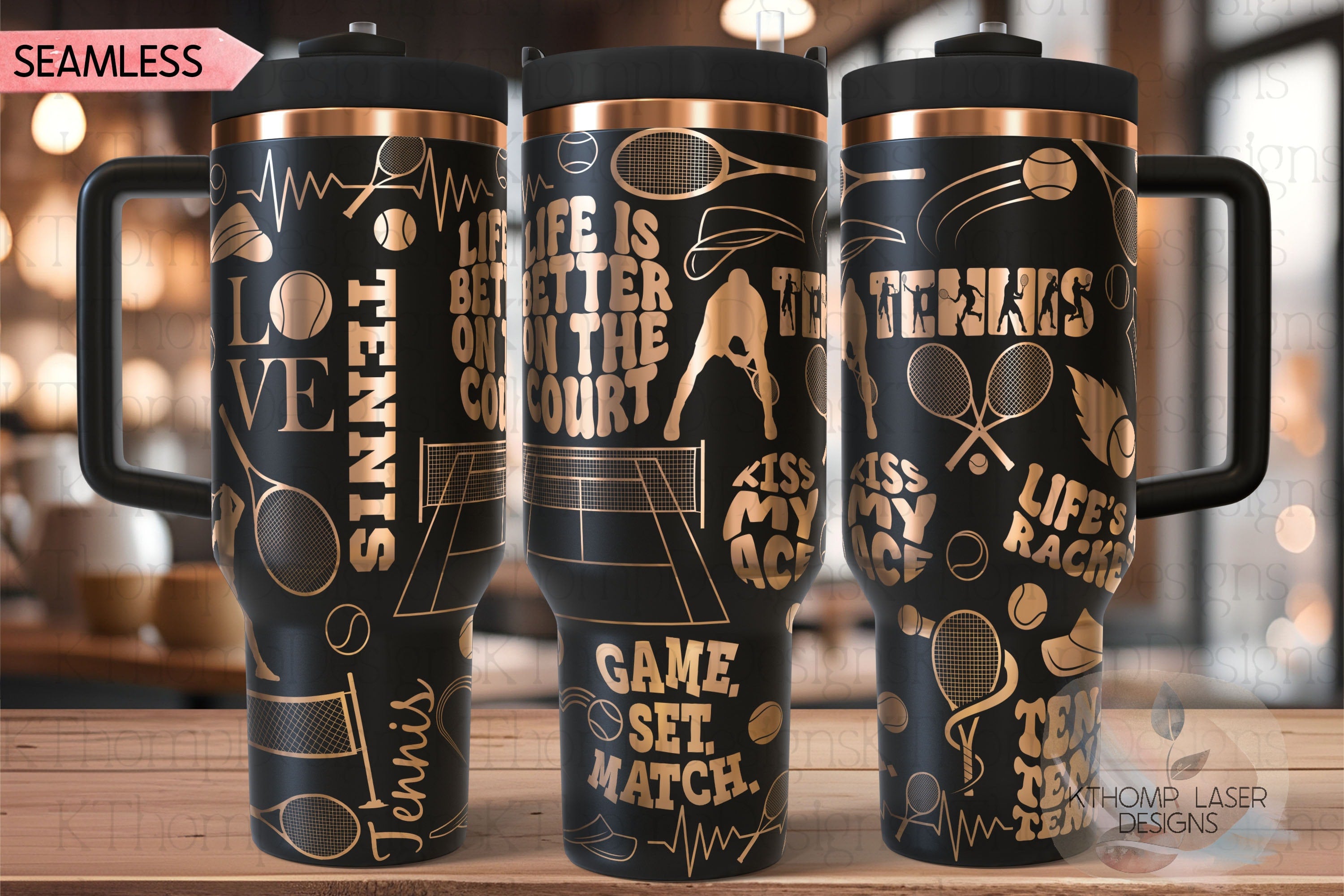 Tennis Player Sports Tumbler Wrap SVG | 40oz Laser Engraving File | Rotary Ready Digital Design | Sports Fan SVG
