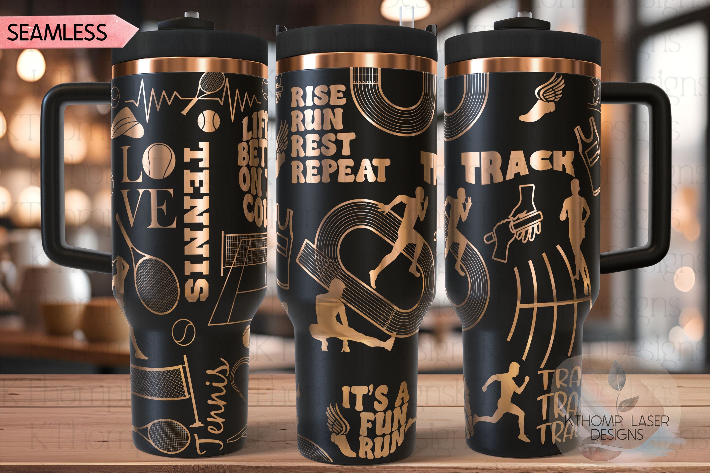 Track Running Runner Tumbler Wrap SVG | 40oz Laser Engraving File | Rotary Ready Digital Design | Sports Fan SVG