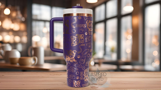 Yorkshire Terrier Tumbler Wrap SVG | 40oz Laser Engraving File | Rotary Engrave Digital Design | Dog Lover Gift