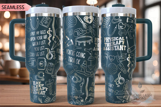 Physical Therapy Assistant Tumbler Wrap SVG | 40oz Laser Engraving File | Rotary Ready Digital Design | Career Gift SVG