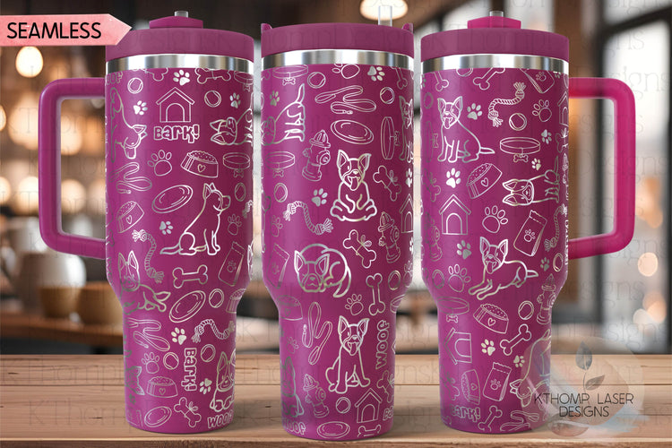 Heeler Tumbler Wrap SVG | 40oz Laser Engraving File | Rotary Engrave Digital Design | Dog Lover Gift