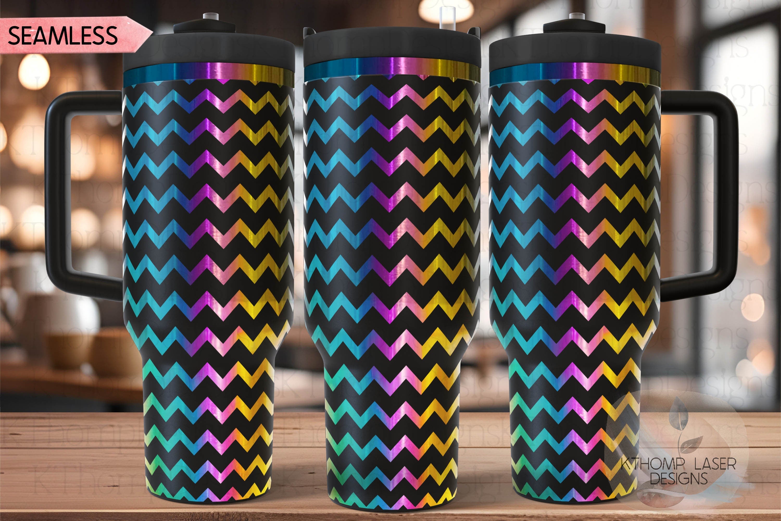 Chevron Pattern Tumbler Wrap SVG | 40oz Laser Engraving File | Rotary Ready Digital Background SVG