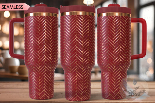 Herringbone Pattern Tumbler Wrap SVG | 40oz Laser Engraving File | Rotary Ready Digital Background SVG