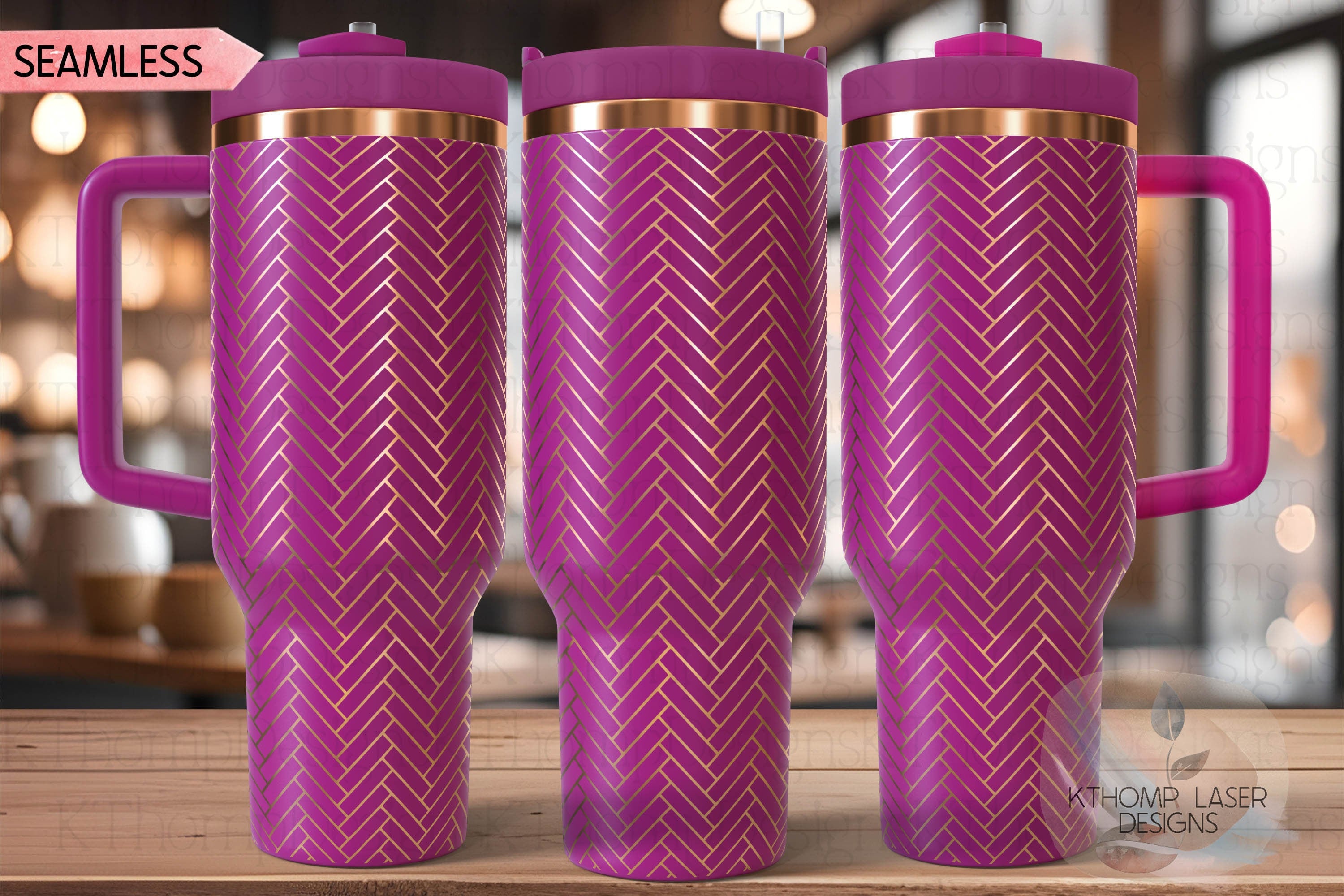 Herringbone Pattern Tumbler Wrap SVG | 40oz Laser Engraving File | Rotary Ready Digital Background SVG