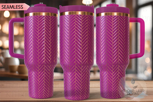 Herringbone Pattern Tumbler Wrap SVG | 40oz Laser Engraving File | Rotary Ready Digital Background SVG