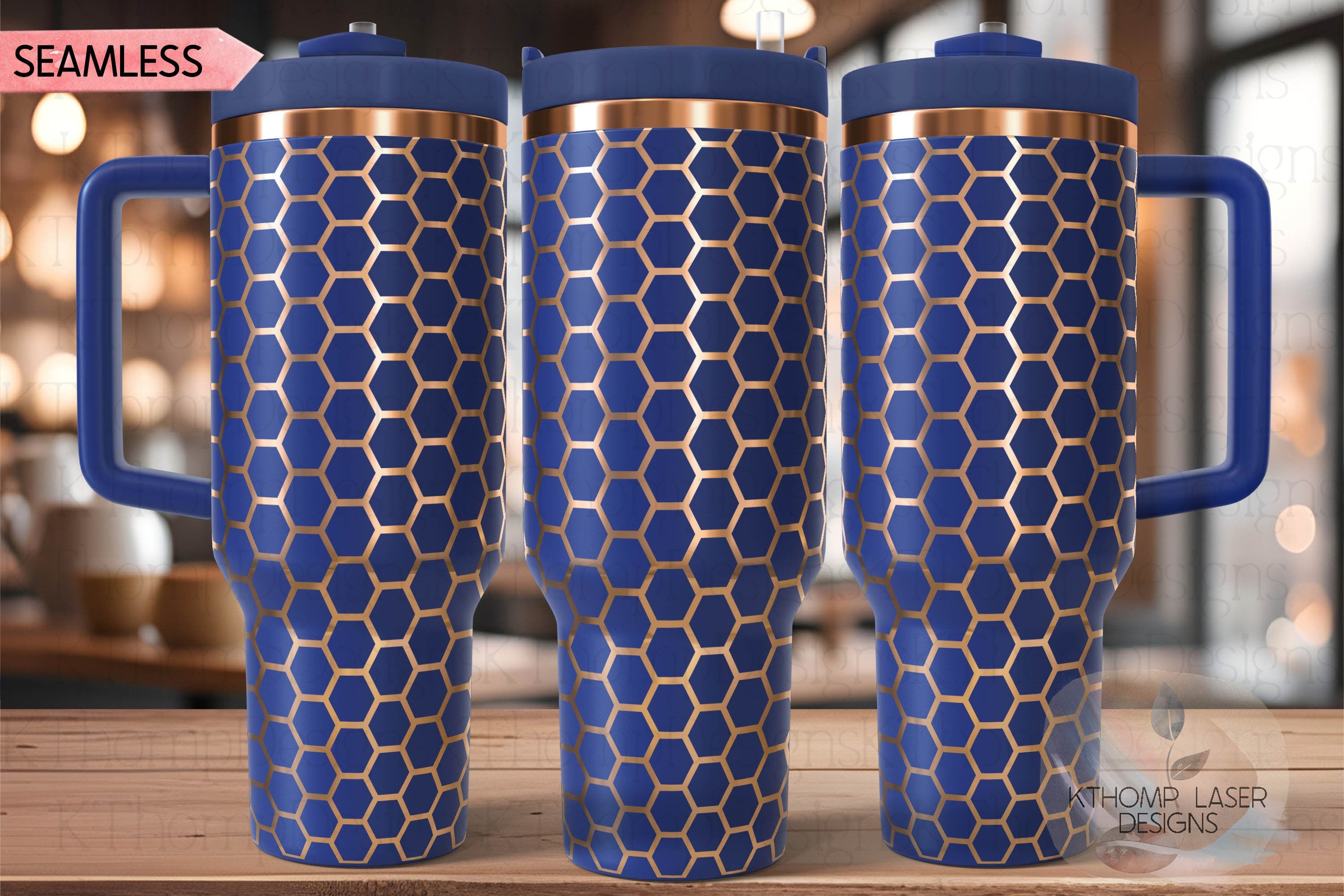 Honeycomb Pattern Tumbler Wrap SVG | 40oz Laser Engraving File | Rotary Ready Digital Background SVG