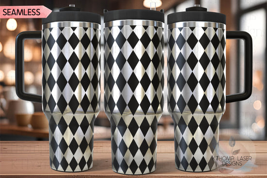 Repeating Diamond Pattern Tumbler Wrap SVG | 40oz Laser Engraving File | Rotary Ready Digital Background SVG
