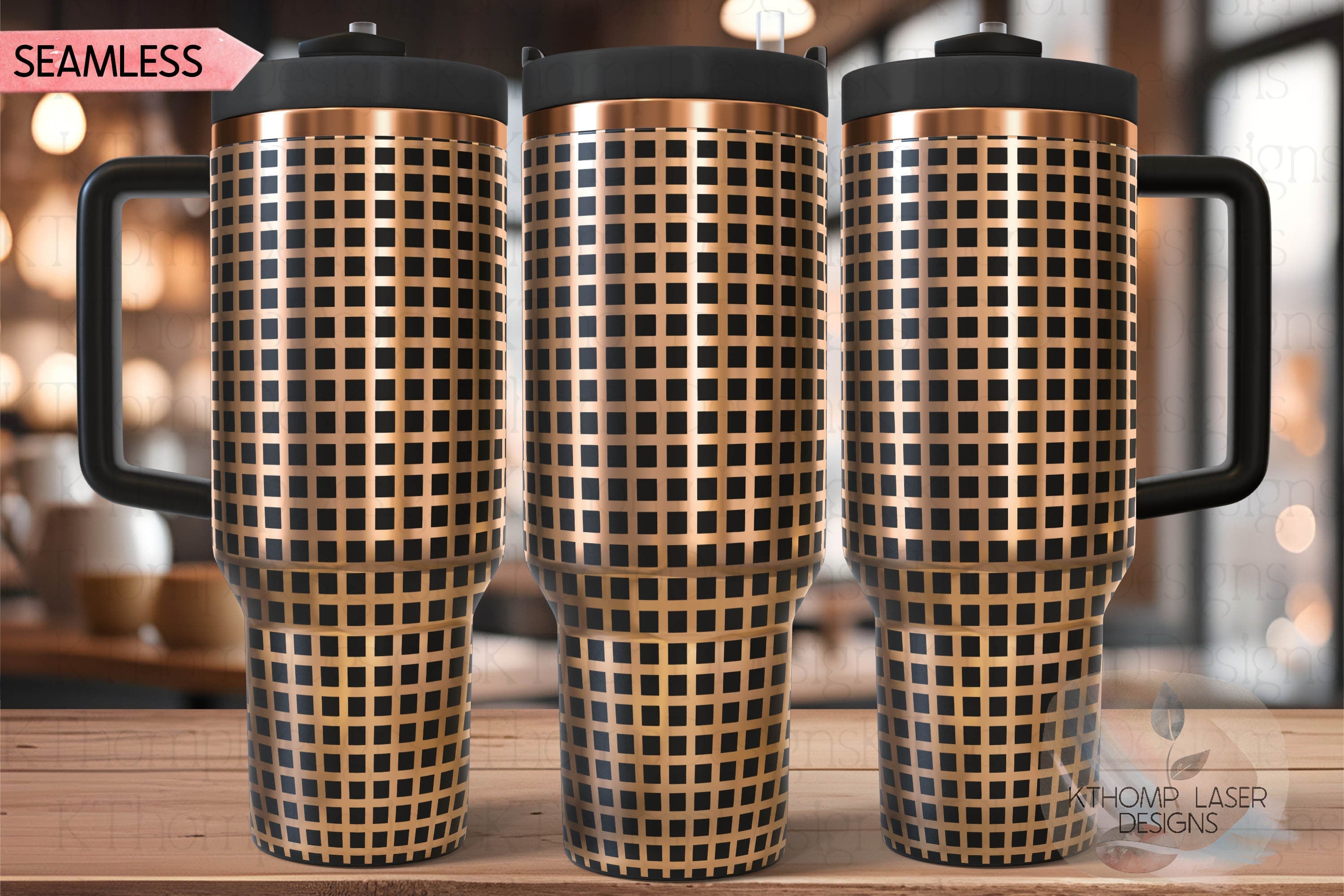 Screen Squares Pattern Tumbler Wrap SVG | 40oz Laser Engraving File | Rotary Ready Digital Background SVG