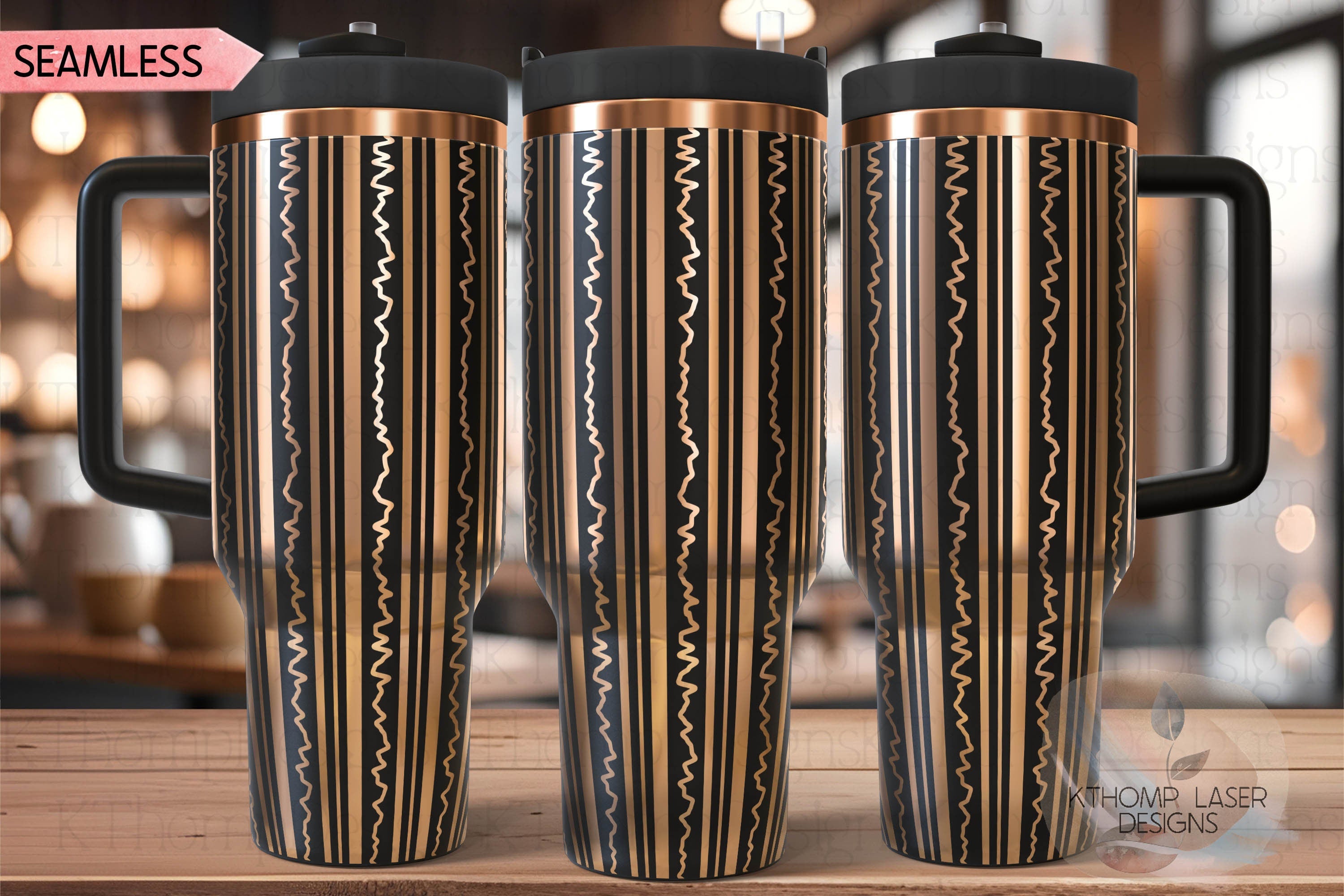 Wavy Lines Pattern Tumbler Wrap SVG | 40oz Laser Engraving File | Rotary Ready Digital Background SVG