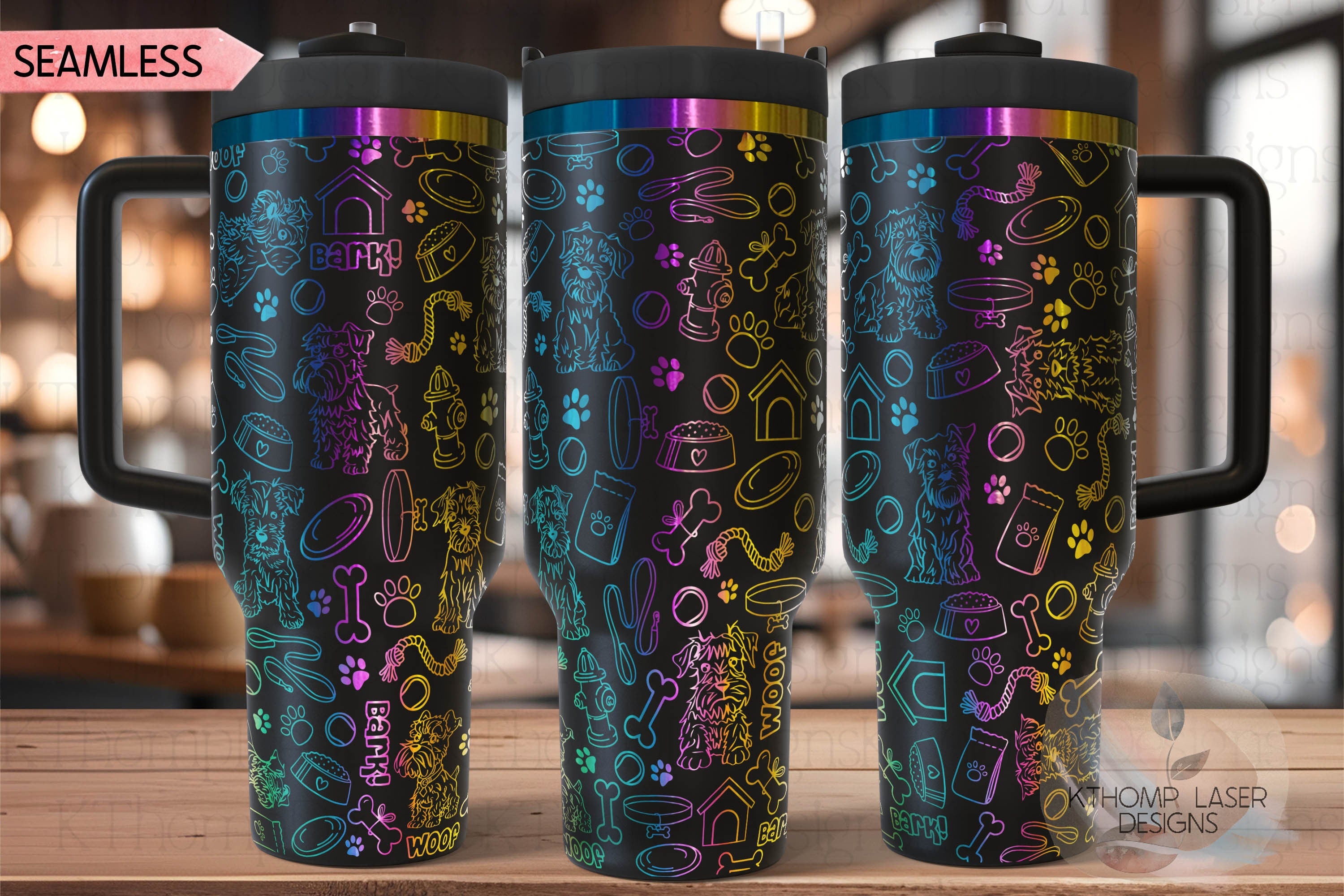 Mini Schnauzer Tumbler Wrap SVG | 40oz Laser Engraving File | Rotary Engrave Digital Design | Dog Lover Gift