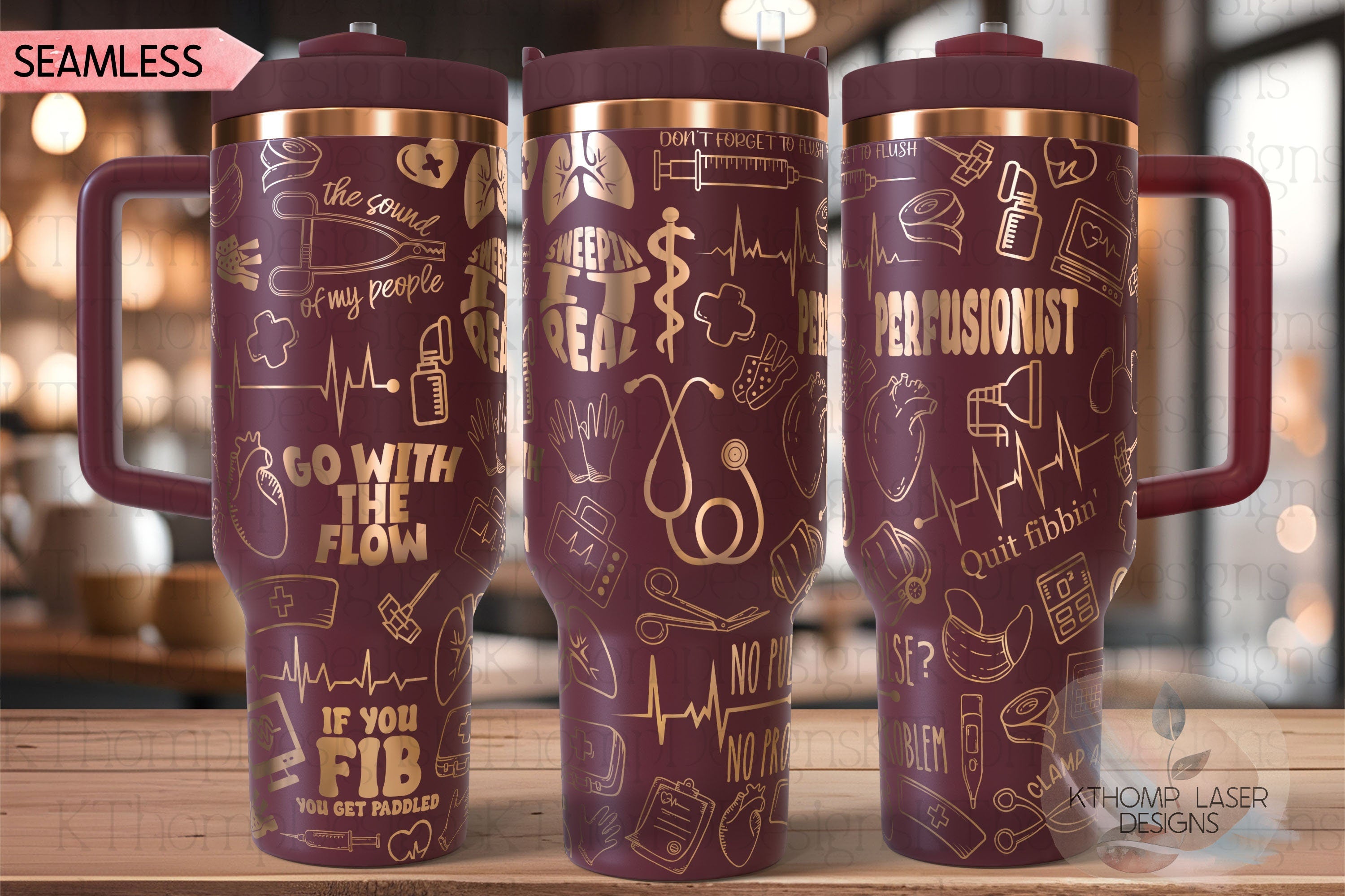 Perfusionist ECMO Specialist Tumbler Wrap SVG | 40oz Laser Engraving File | Rotary Ready Digital Design | Career Gift SVG