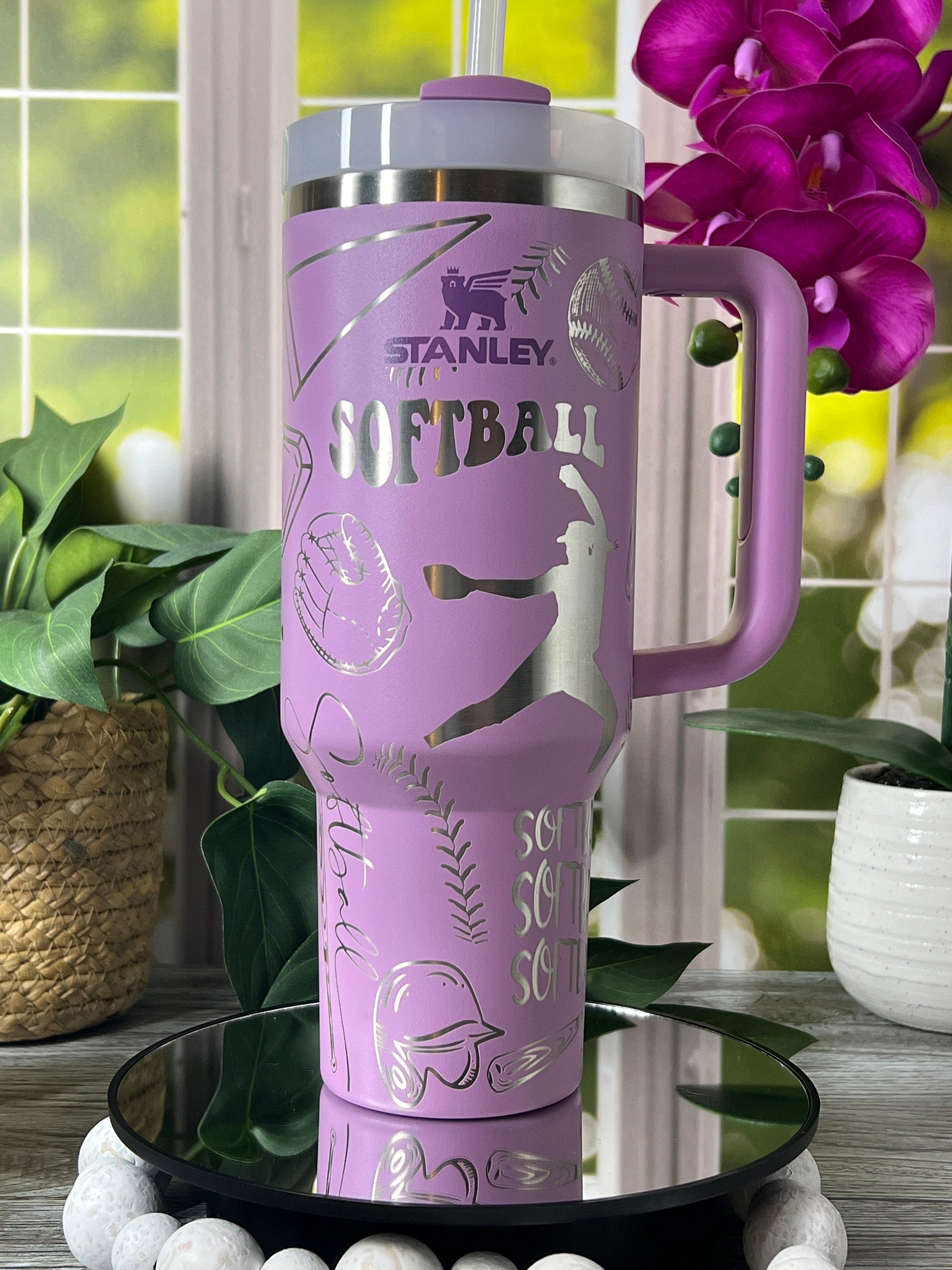 Softball Sports Tumbler Wrap SVG | 40oz Laser Engraving File | Rotary Ready Digital Design | Sports Fan SVG