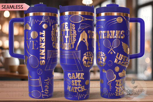 Tennis Player Sports Tumbler Wrap SVG | 40oz Laser Engraving File | Rotary Ready Digital Design | Sports Fan SVG