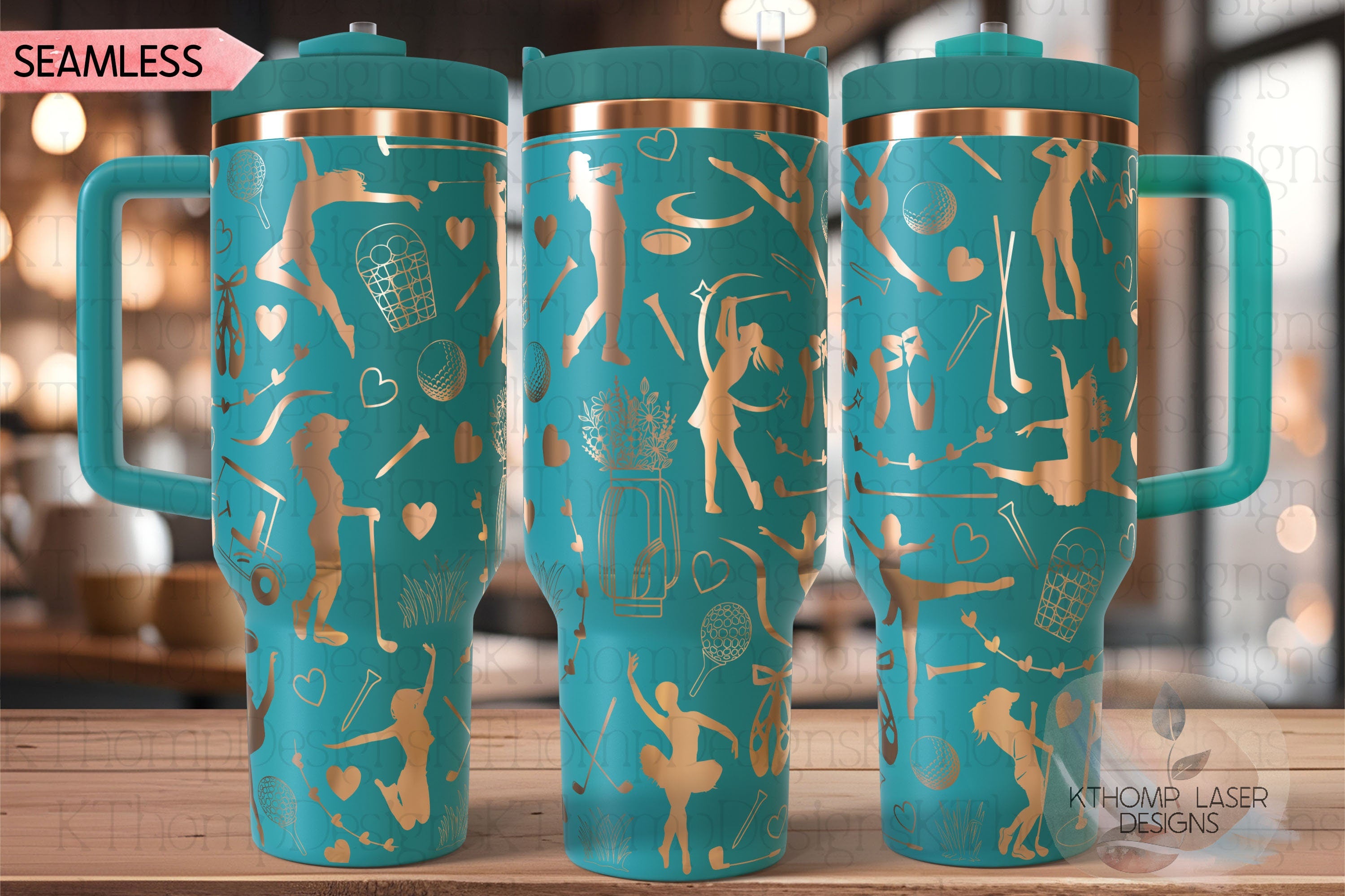 Golf Dance Combo Tumbler Wrap SVG | 40oz Laser Engraving File | Rotary Ready Digital Design | Sports Fan SVG