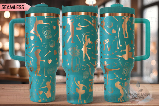 Golf Dance Combo Tumbler Wrap SVG | 40oz Laser Engraving File | Rotary Ready Digital Design | Sports Fan SVG