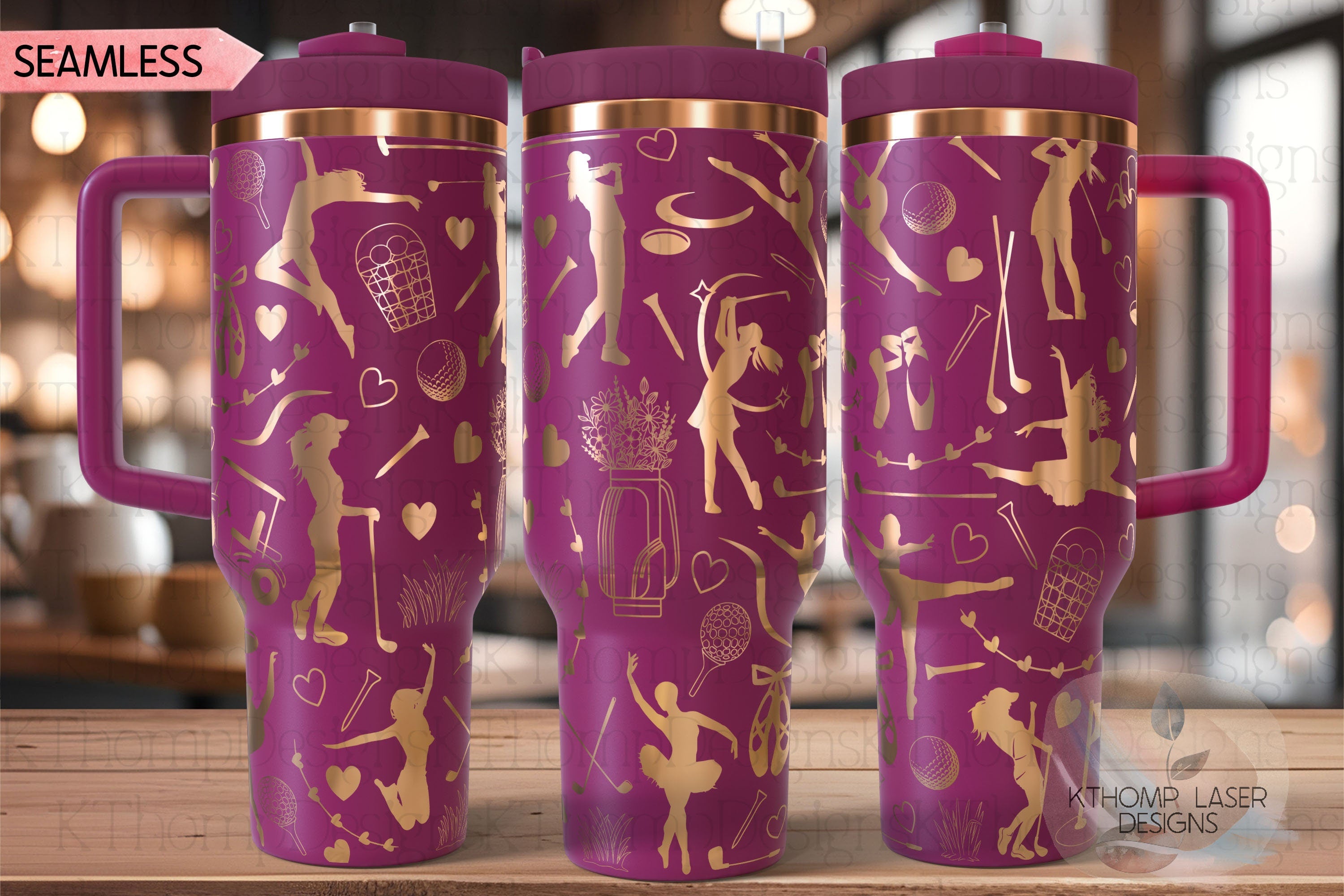 Golf Dance Combo Tumbler Wrap SVG | 40oz Laser Engraving File | Rotary Ready Digital Design | Sports Fan SVG