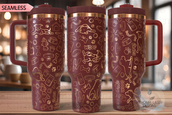Pitbull Dog Tumbler Wrap SVG | 40oz Laser Engraving File | Rotary Engrave Digital Design | Dog Lover Gift