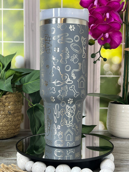 Huskies Tumbler Wrap SVG | 40oz Laser Engraving File | Rotary Engrave Digital Design | Dog Lover Gift