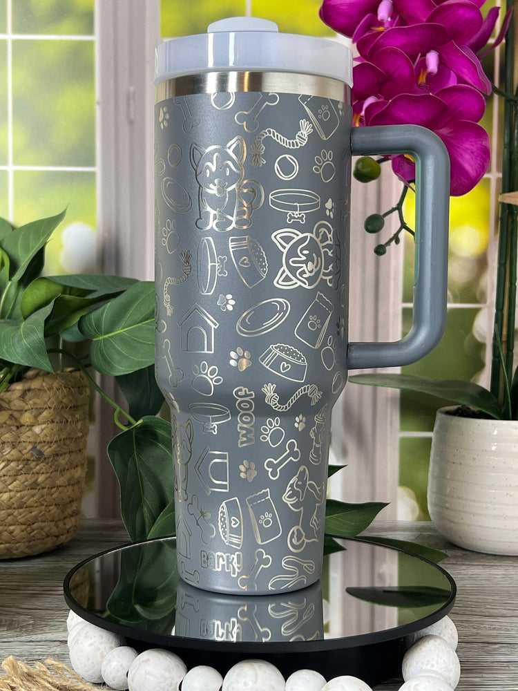 Huskies Tumbler Wrap SVG | 40oz Laser Engraving File | Rotary Engrave Digital Design | Dog Lover Gift