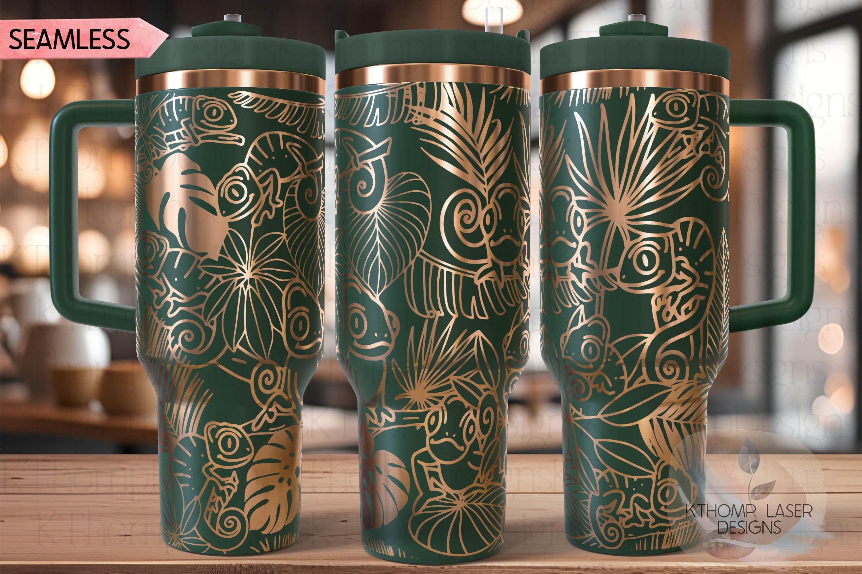 Chameleons Tumbler Wrap SVG | 40oz Laser Engraving File | Rotary Ready Digital Design | Exotic Animal SVG