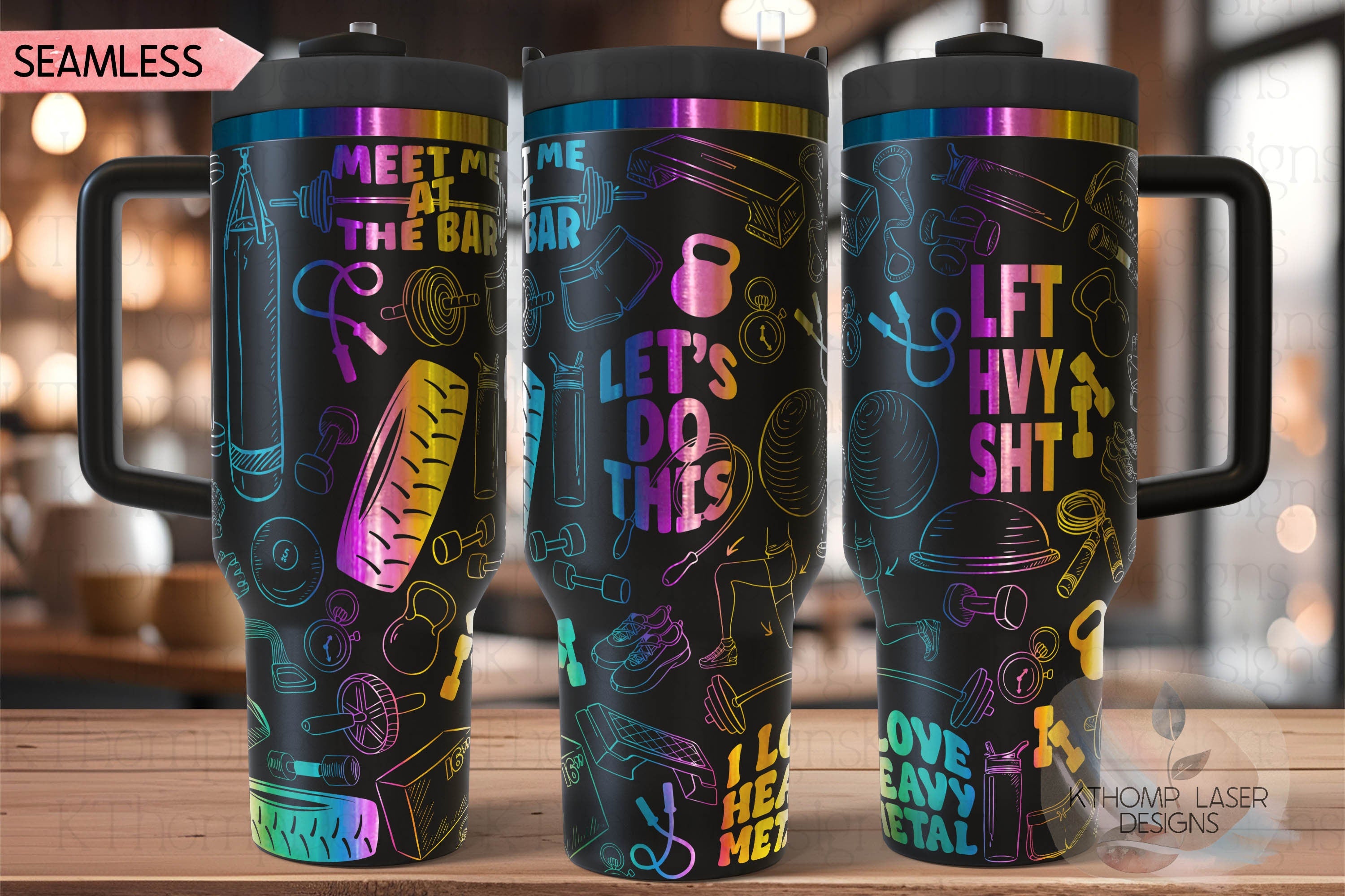 Workout Exercise Weightlifting Tumbler Wrap SVG | 40oz Laser Engraving File | Rotary Ready Digital Design | Sports Fan SVG