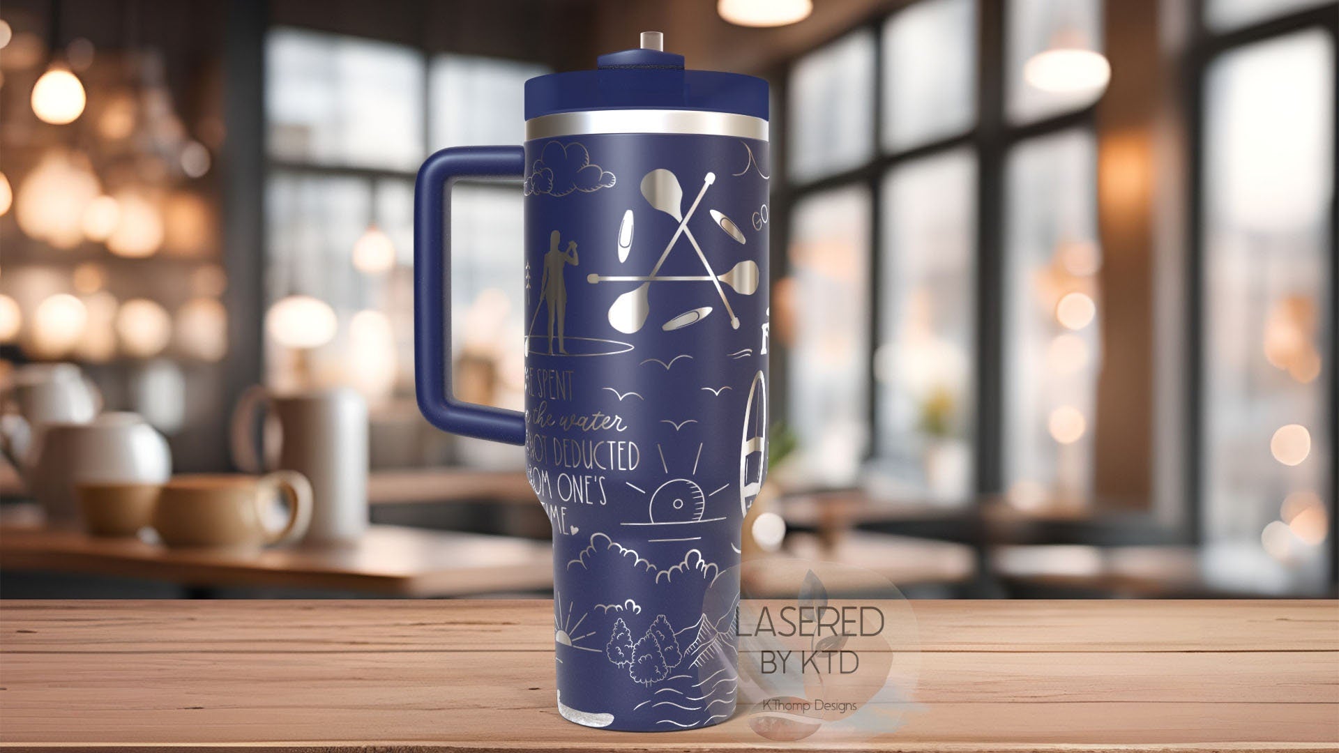 Paddleboarding Tumbler Wrap SVG | 40oz Laser Engraving File | Rotary Ready Digital Design | Hobby Travel SVG