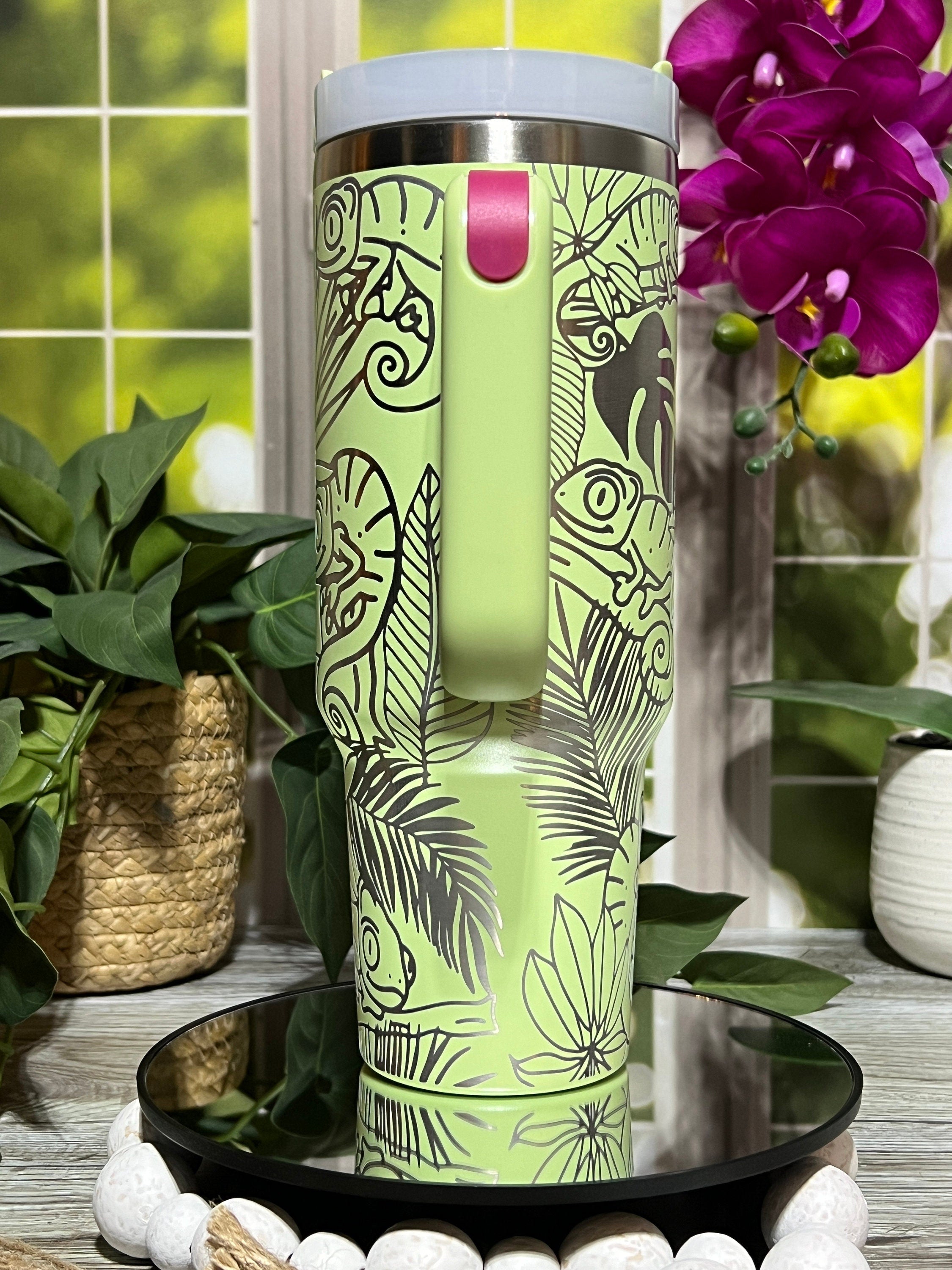 Chameleons Tumbler Wrap SVG | 40oz Laser Engraving File | Rotary Ready Digital Design | Exotic Animal SVG