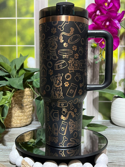 Cute Schnauzer Tumbler Wrap SVG | 40oz Laser Engraving File | Rotary Engrave Digital Design | Dog Lover Gift