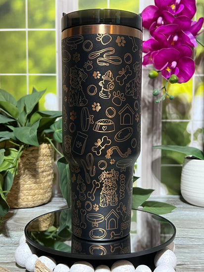 Cute Schnauzer Tumbler Wrap SVG | 40oz Laser Engraving File | Rotary Engrave Digital Design | Dog Lover Gift